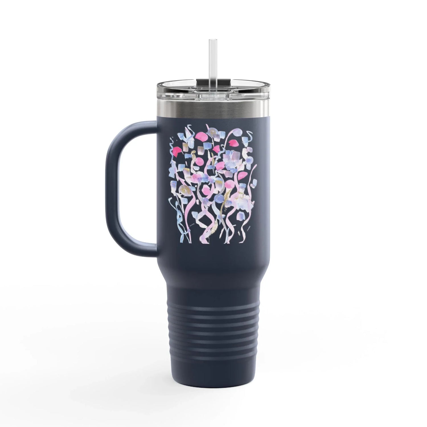 40oz Insulated Travel Mug – Petal Drift Watercolor Design - Laure Leprince - Artiste Peintre