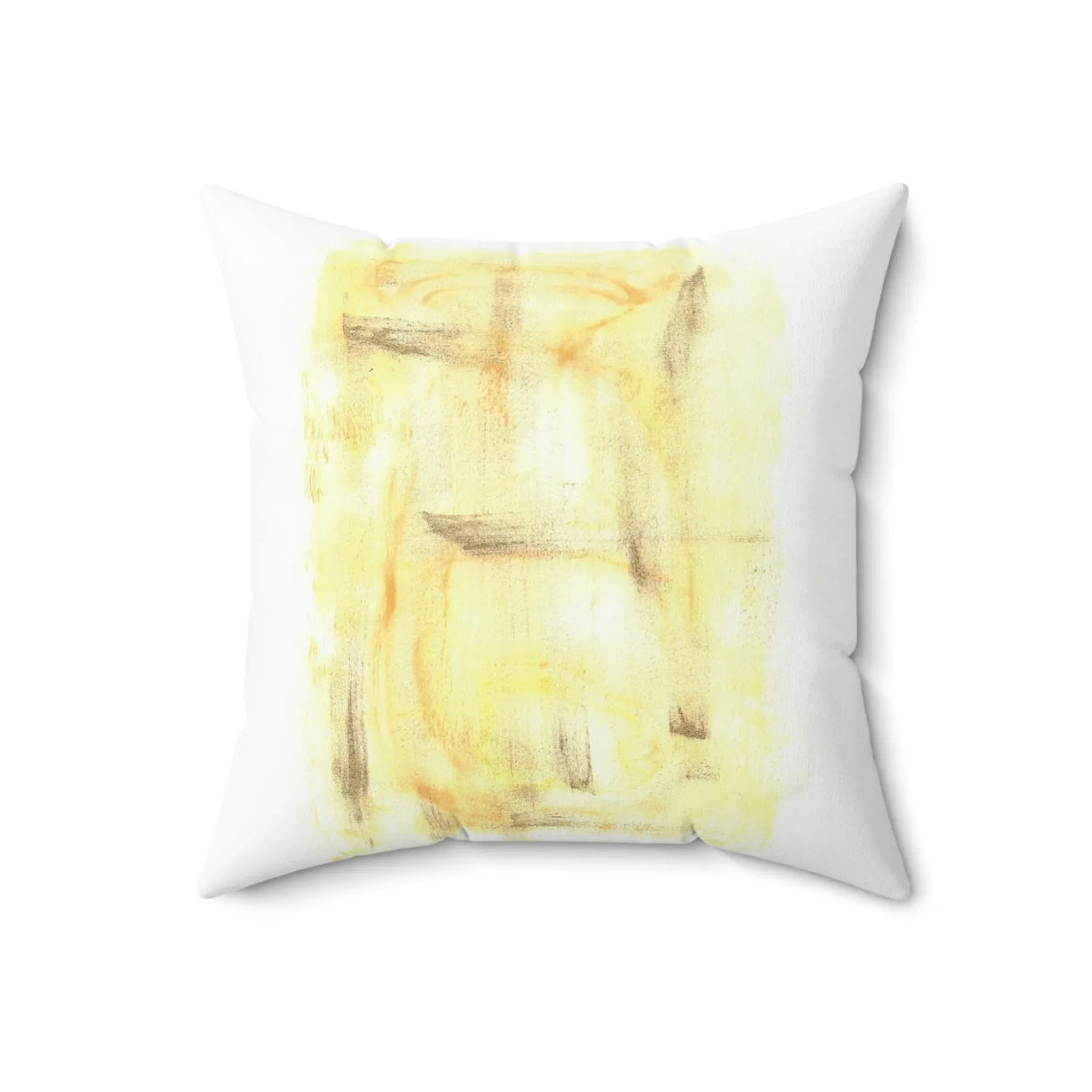 Square Throw Pillow Golden Haze — Minimal Brushstroke Accent - Laure Leprince - Artiste Peintre