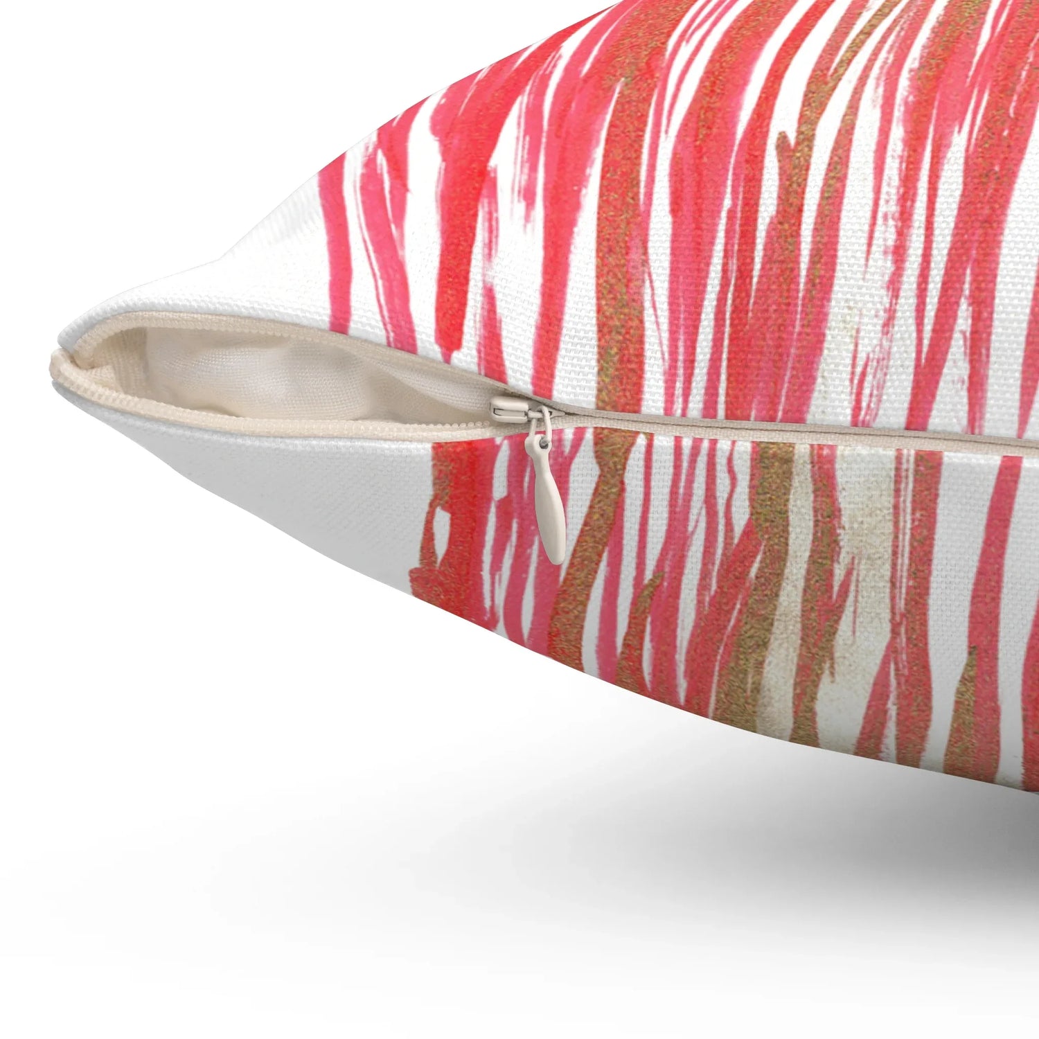 Square Throw Pillow Red Waves — Minimal Brushstroke Accent - Laure Leprince - Artiste Peintre