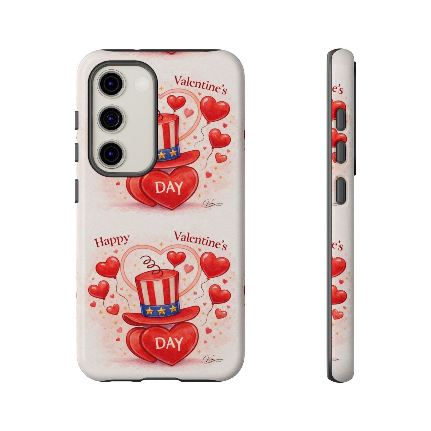 Valentine's Day Phone Case — 'Happy Valentine's Day' Heart & Hat Design