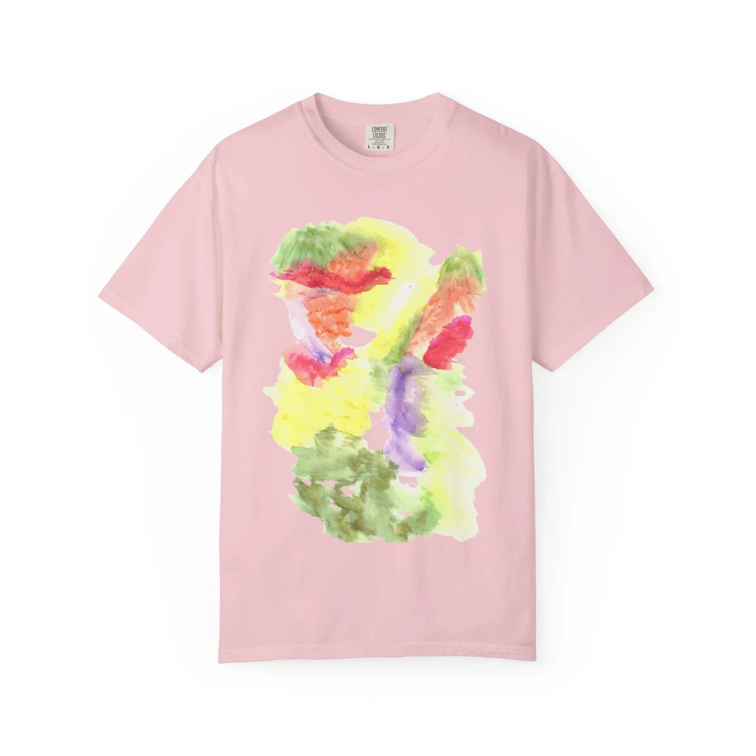 Abstract Eclosion Chromatique T-Shirt — Bright Watercolor Square Art Tee - Laure Leprince - Artiste Peintre