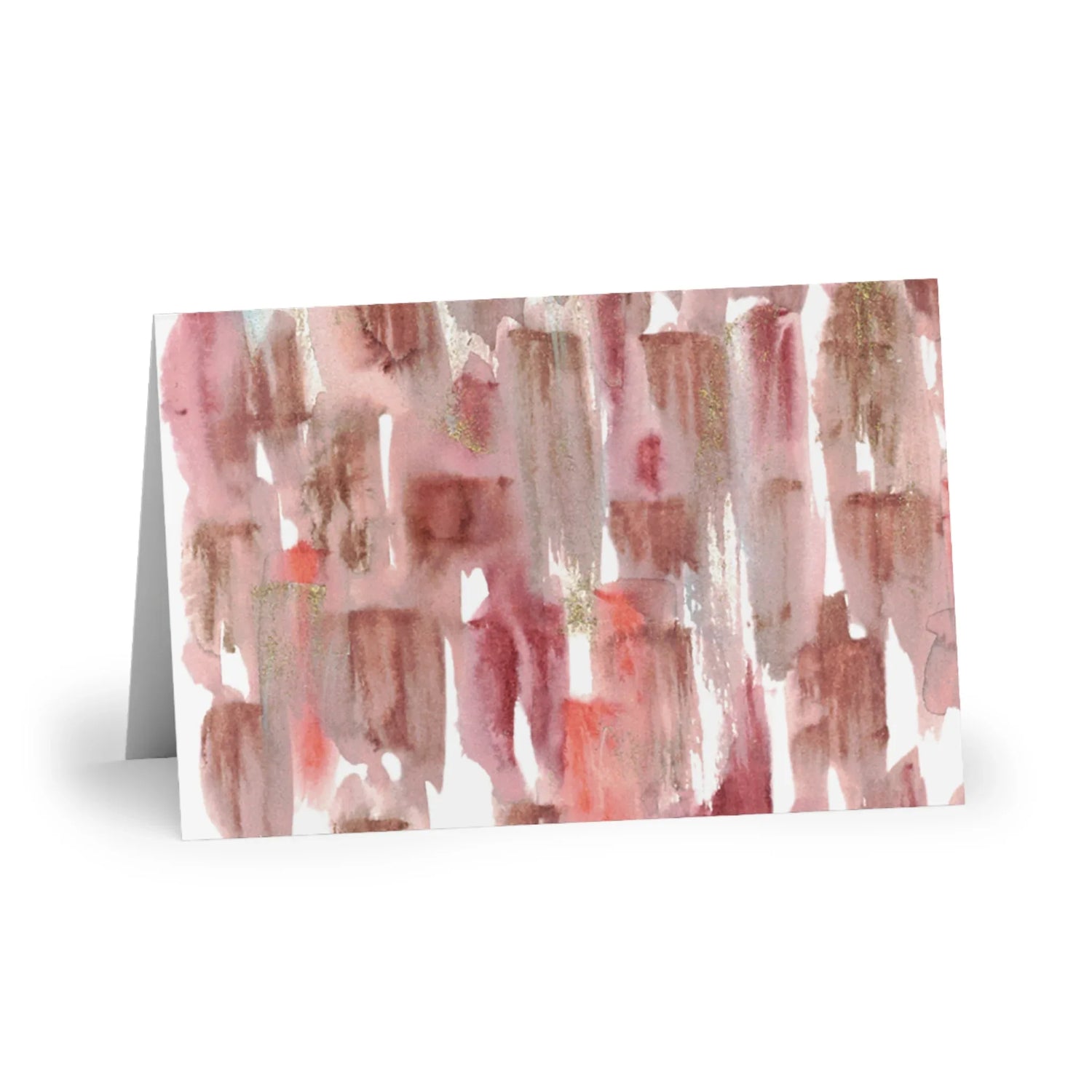 Terracotta Waves Watercolor Leaf Greeting Card - Elegant - Laure Leprince - Artiste Peintre