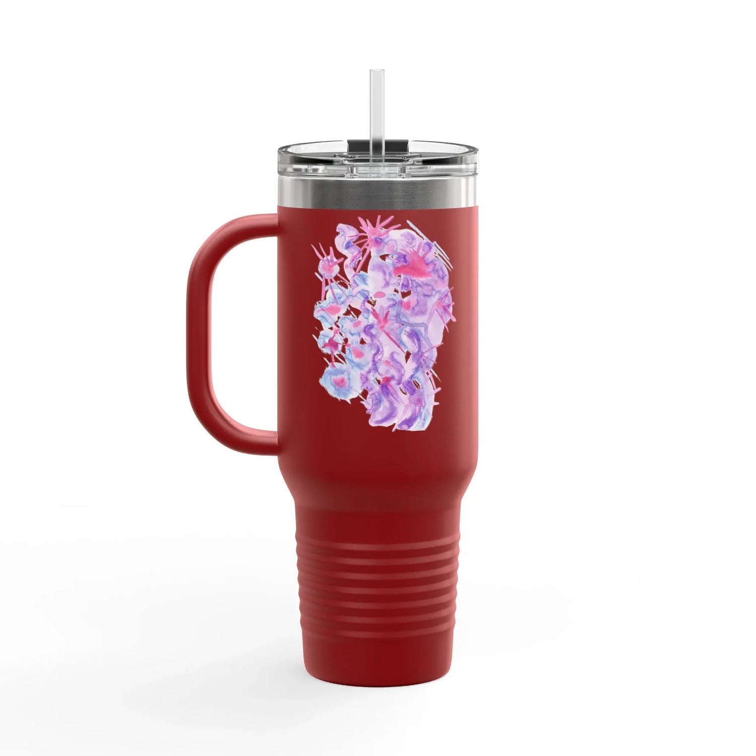 40oz Insulated Travel Mug – Nebuleuse Pourpre Watercolor Design - Laure Leprince - Artiste Peintre