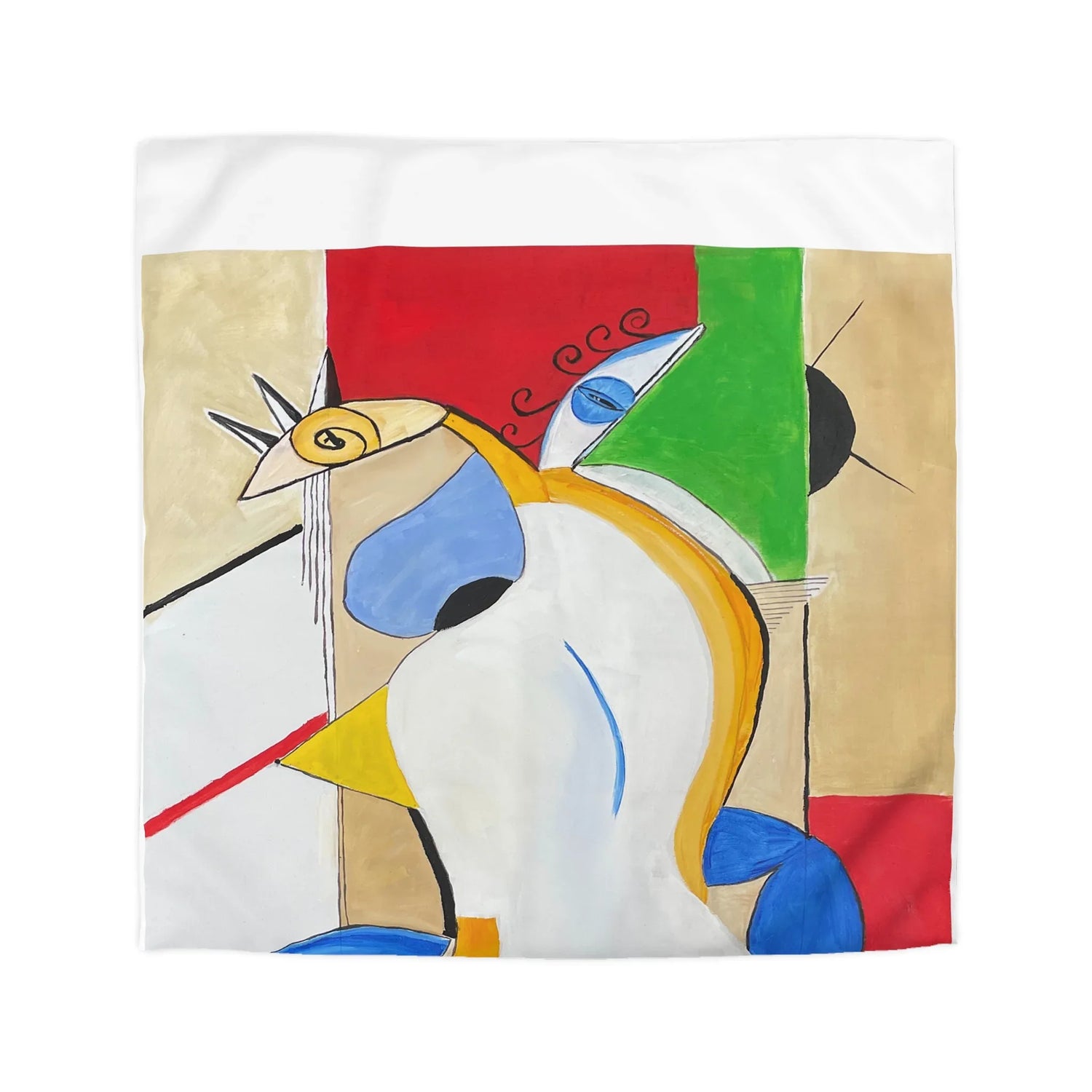 Abstract Watercolor Duvet Cover — Abstract & Teal Accent Bedding - Laure Leprince - Artiste Peintre