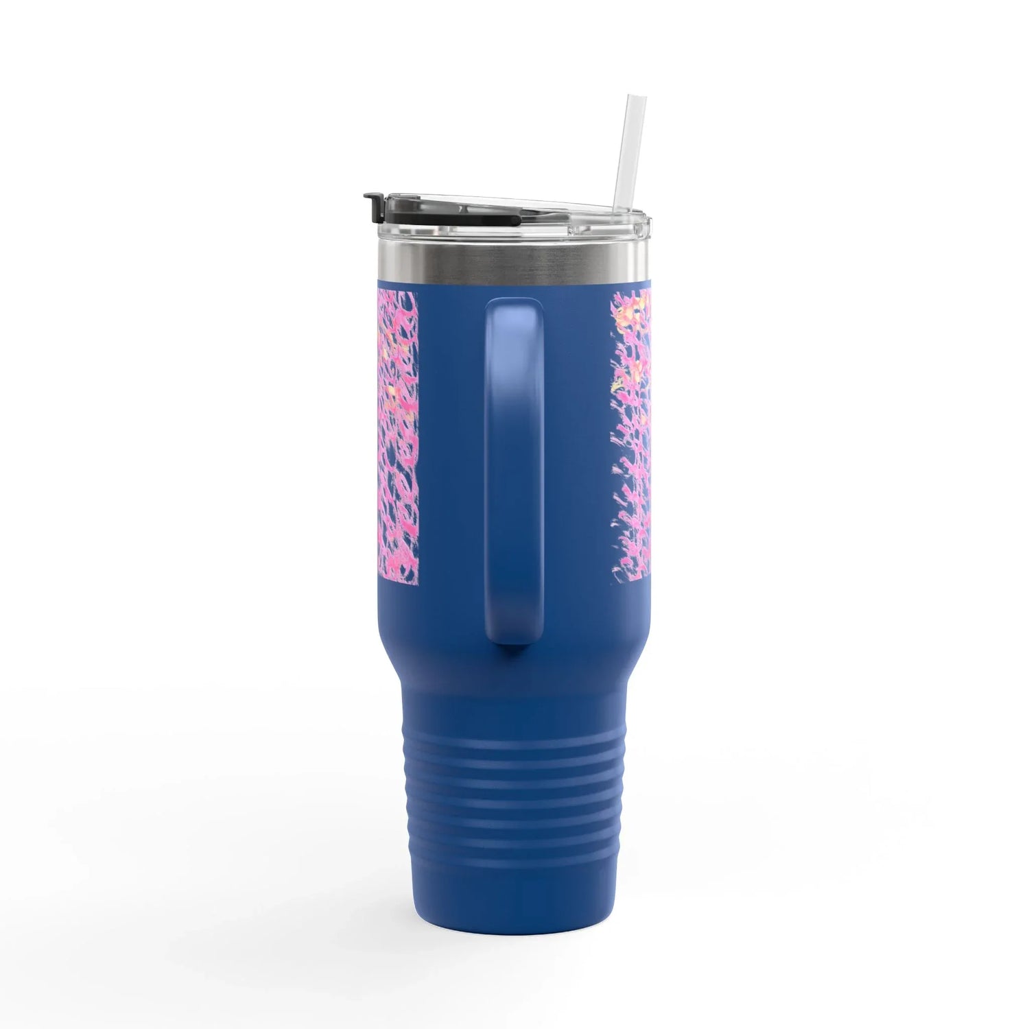 40oz Insulated Travel Mug – Pink Waves Watercolor Design - Laure Leprince - Artiste Peintre