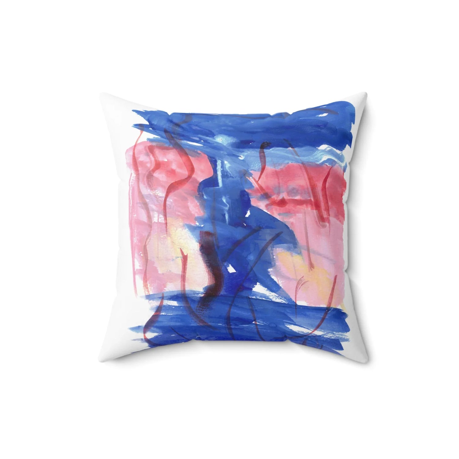 Square Throw Pillow Midnight Siren — Minimal Brushstroke Accent - Laure Leprince - Artiste Peintre