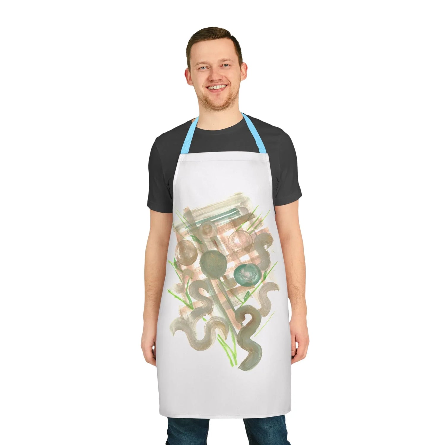 Abstract Apron Moss geometry – Artistic Kitchen Chef Gift - Laure Leprince - Artiste Peintre