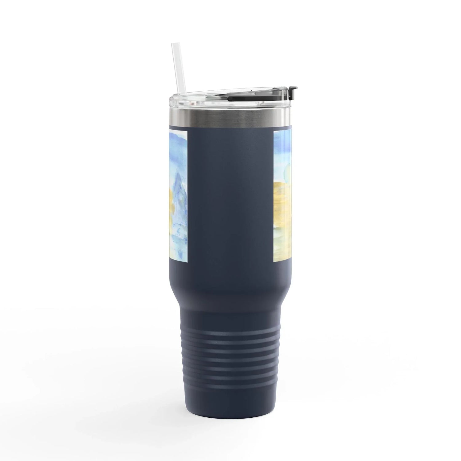 40oz Insulated Travel Mug – Blue Horizon Watercolor Design - Laure Leprince - Artiste Peintre