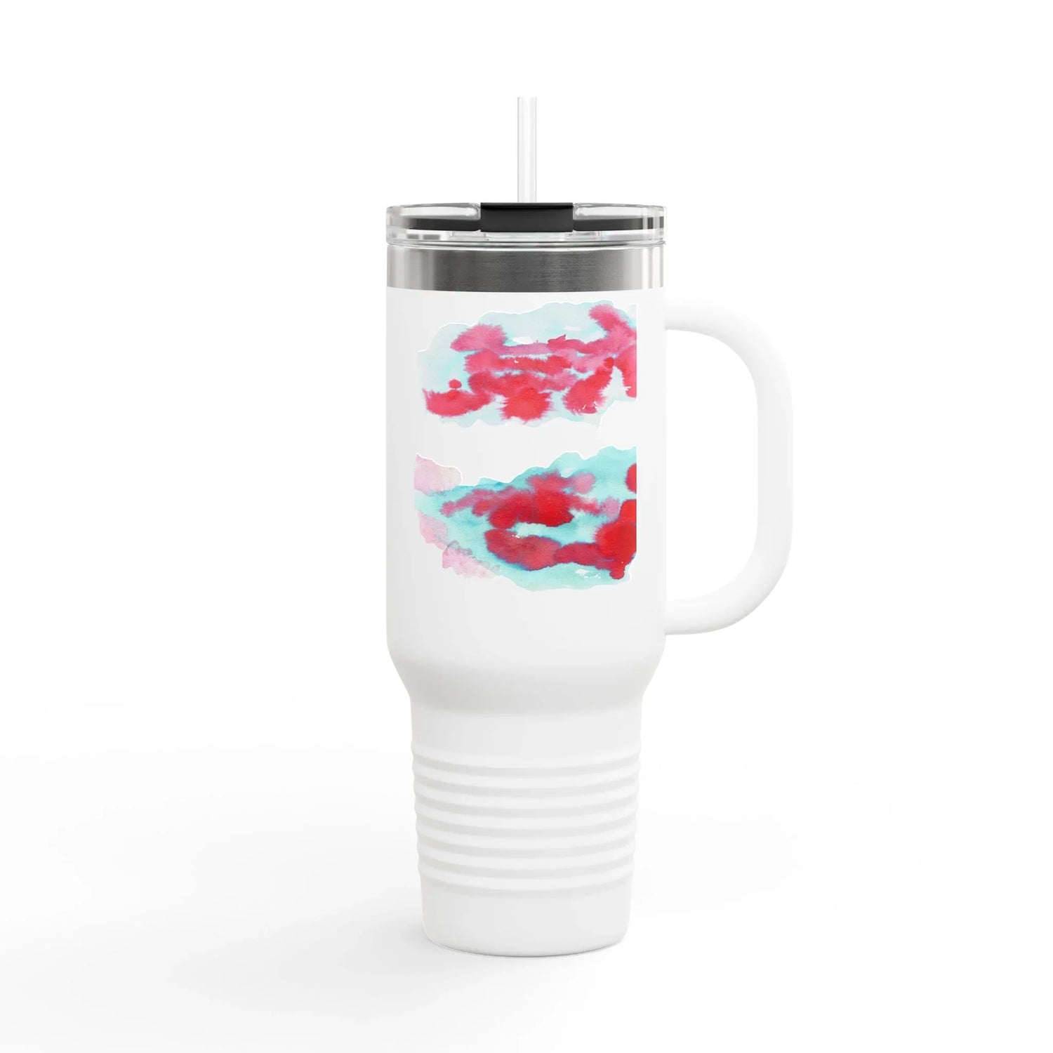 40oz Insulated Travel Mug – Brumes Carmin Watercolor Design - Laure Leprince - Artiste Peintre