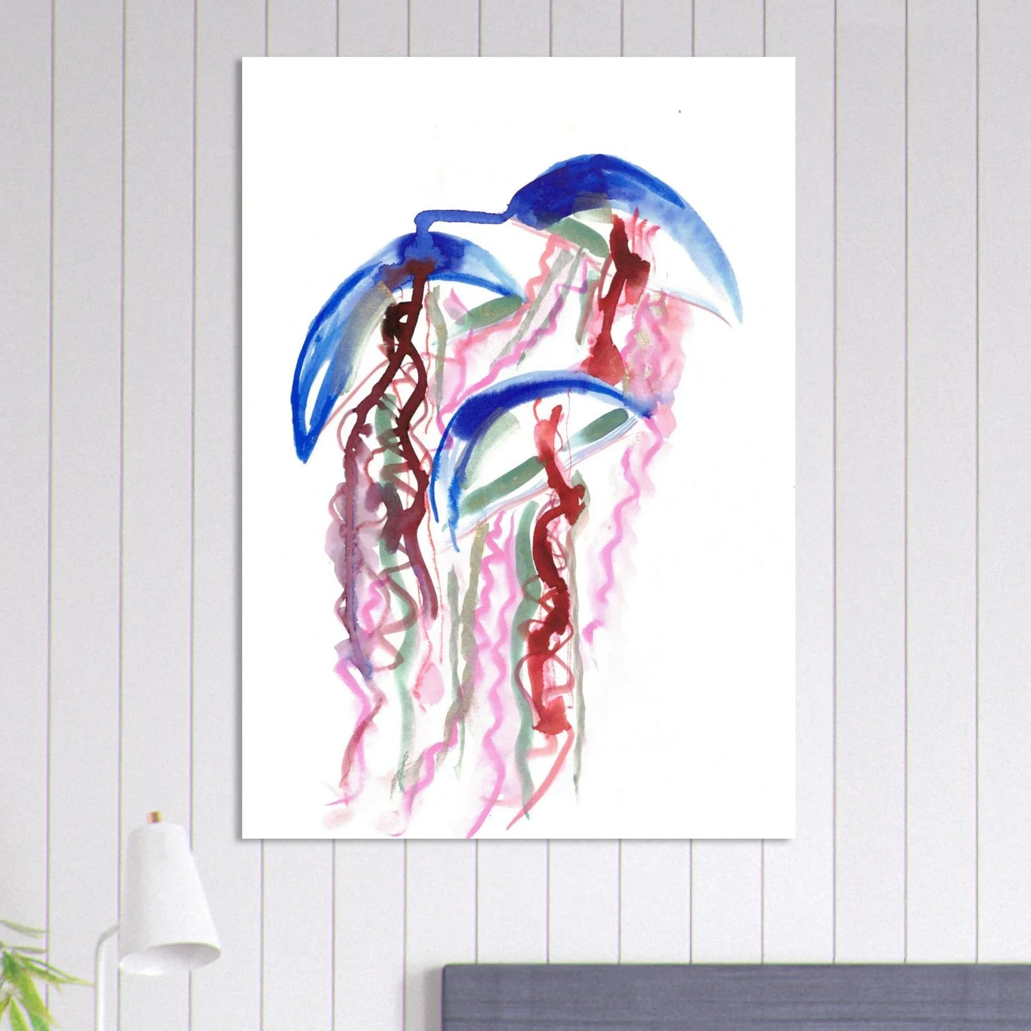 Abstract Jellyfish Dance Premium Matte Paper Poster - Dynamic Watercolor Art - Laure Leprince - Artiste Peintre