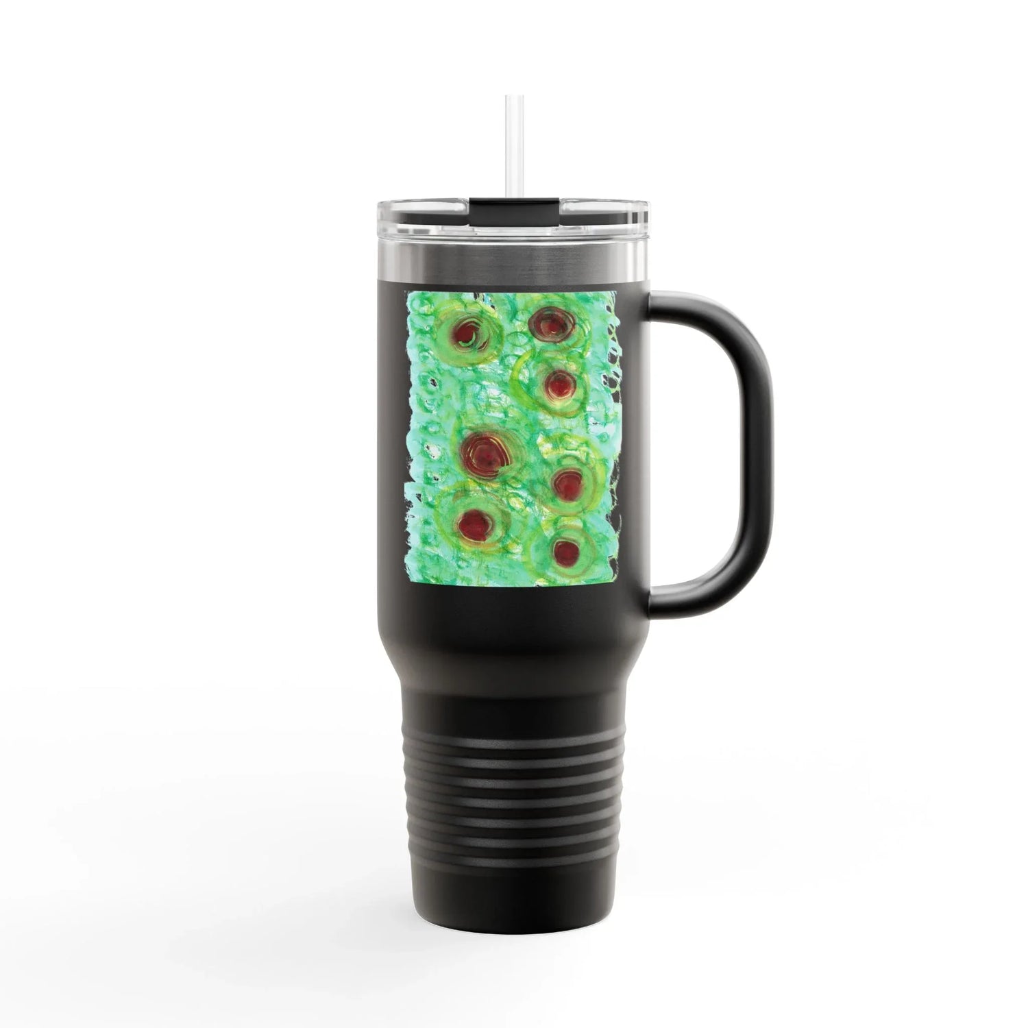 40oz Insulated Travel Mug – green Echo Watercolor Design - Laure Leprince - Artiste Peintre
