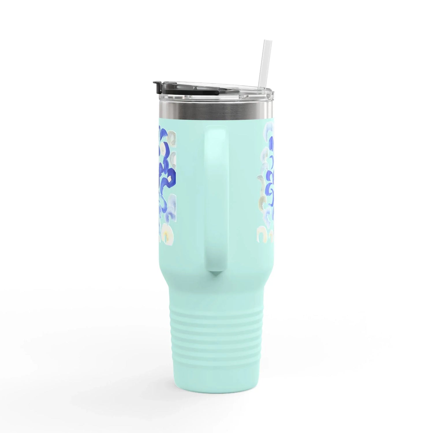 40oz Insulated Travel Mug – Blue Swirls Watercolor Design - Laure Leprince - Artiste Peintre
