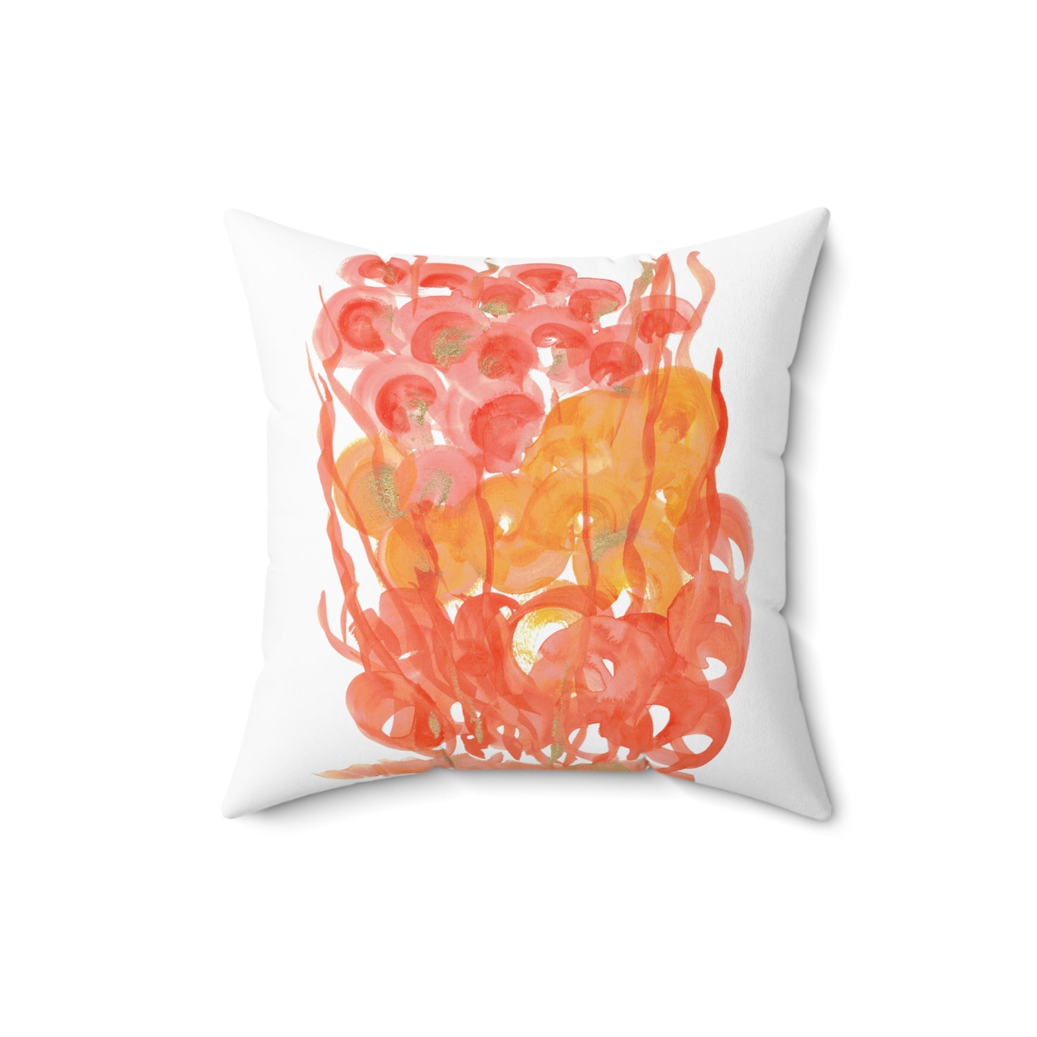 Square Throw Pillow Sunrice Flora— Minimal Red Brushstroke Accent
