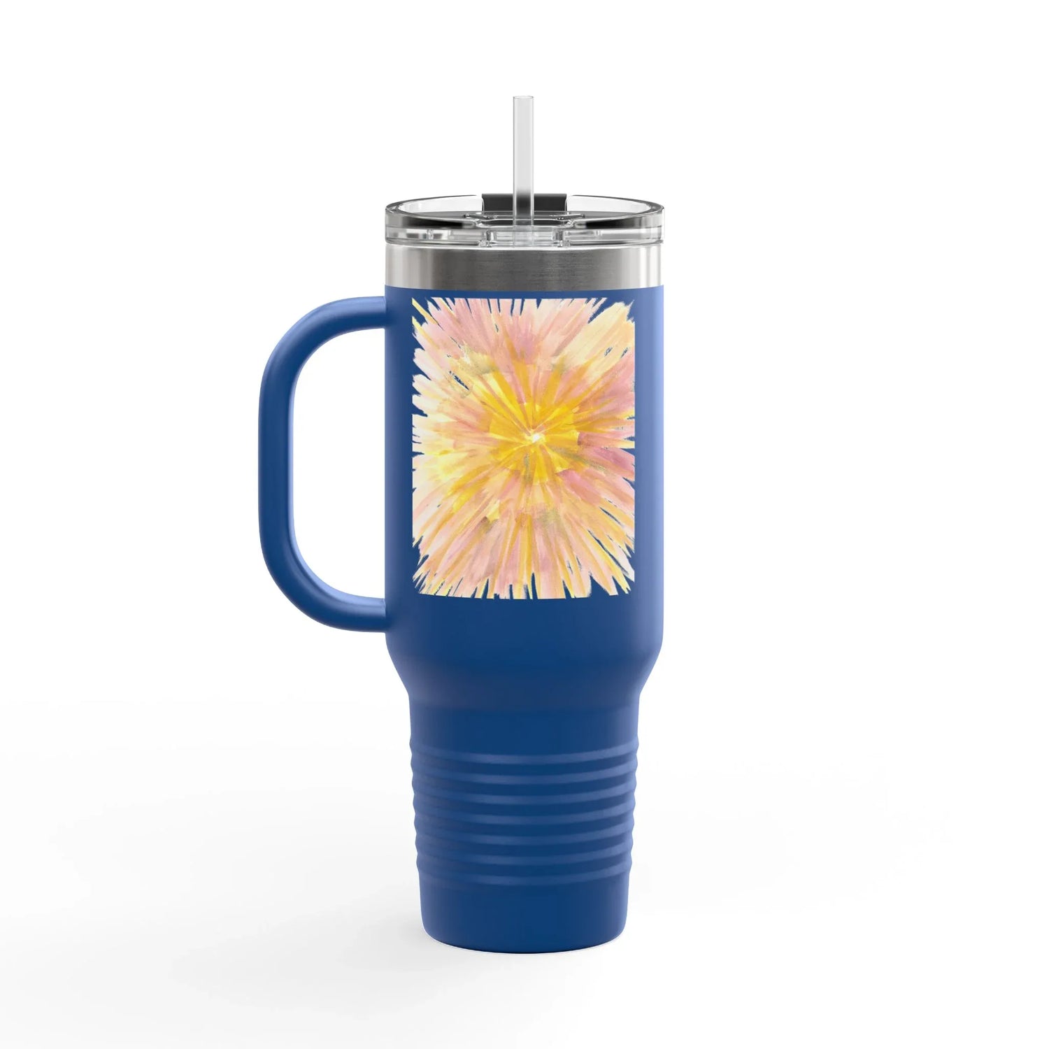 40oz Insulated Travel Mug – Solar Bloom Watercolor Design - Laure Leprince - Artiste Peintre