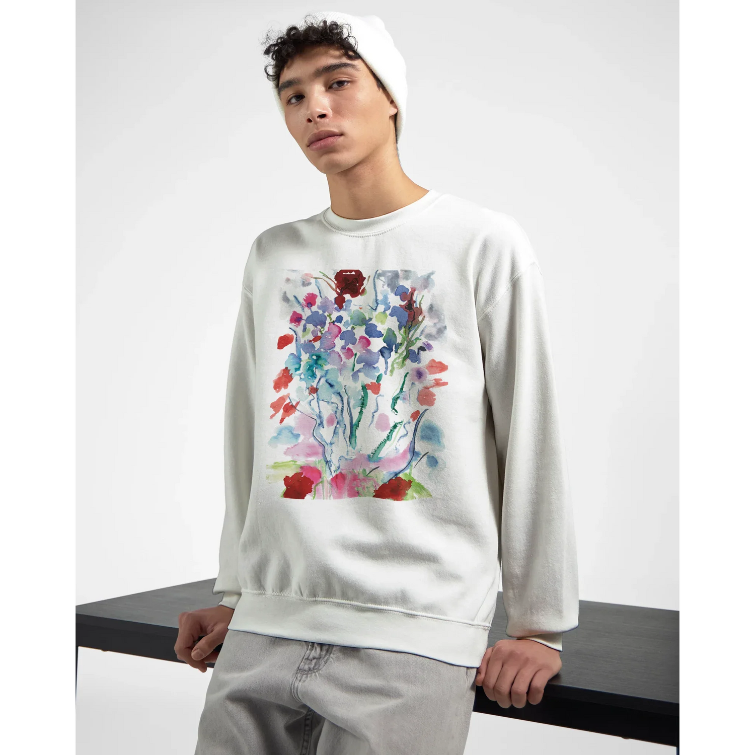 Sweatshirt Unisexe Classique Flora l– Impression Artistique Multicolore | Premium Cotton Blend - Laure Leprince - Artiste Peintre