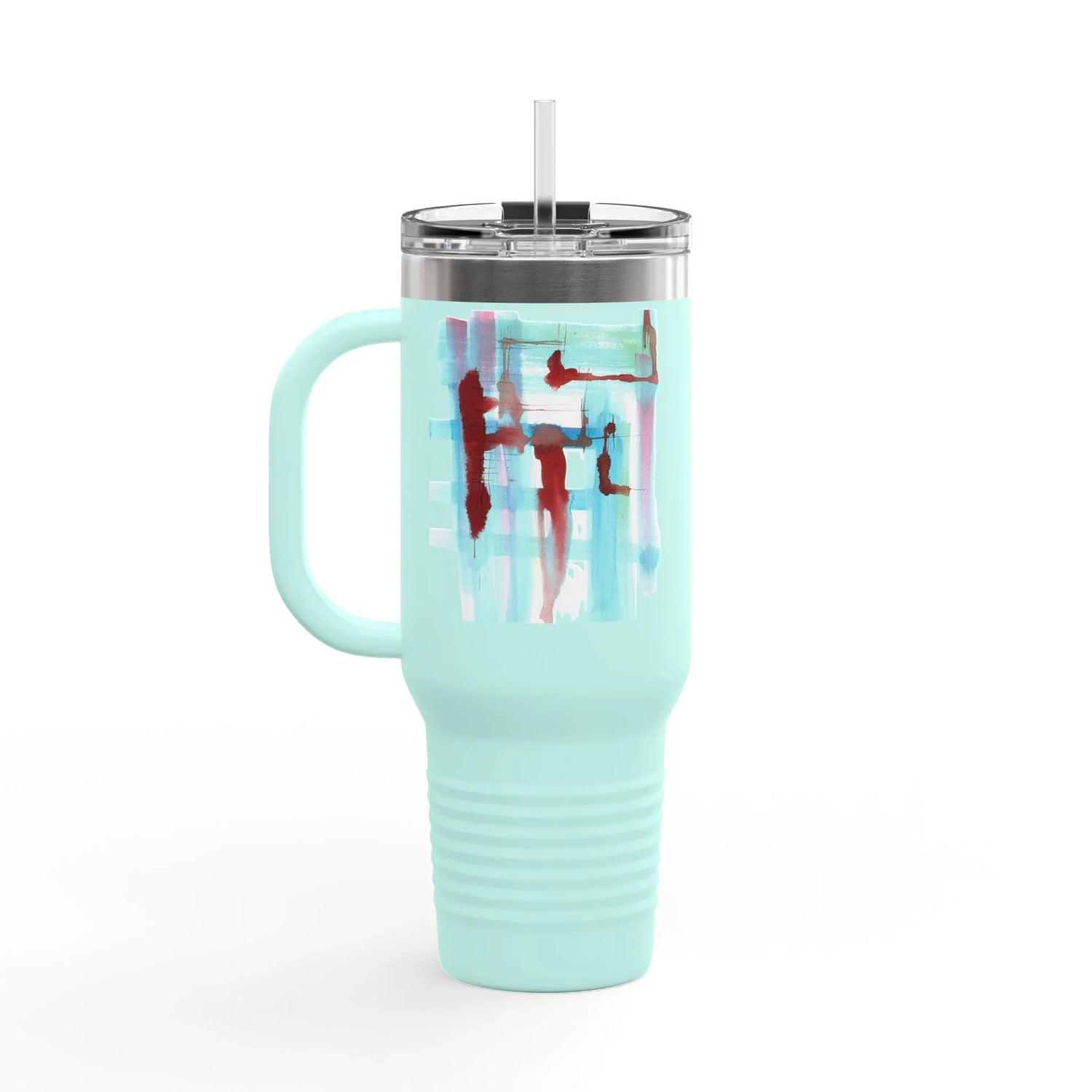 40oz Insulated Travel Mug – Stuctures Liquides Watercolor Design - Laure Leprince - Artiste Peintre