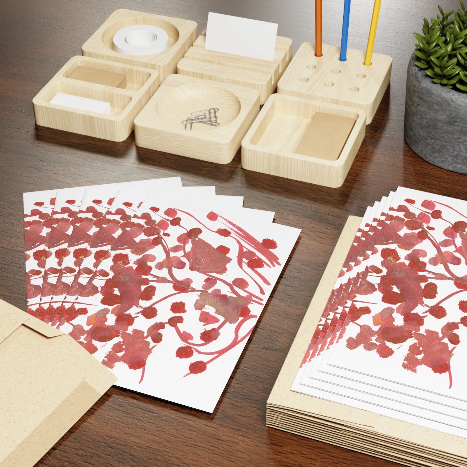 Bois de Rubis Watercolor Leaf Greeting Card - Elegant - Laure Leprince - Artiste Peintre