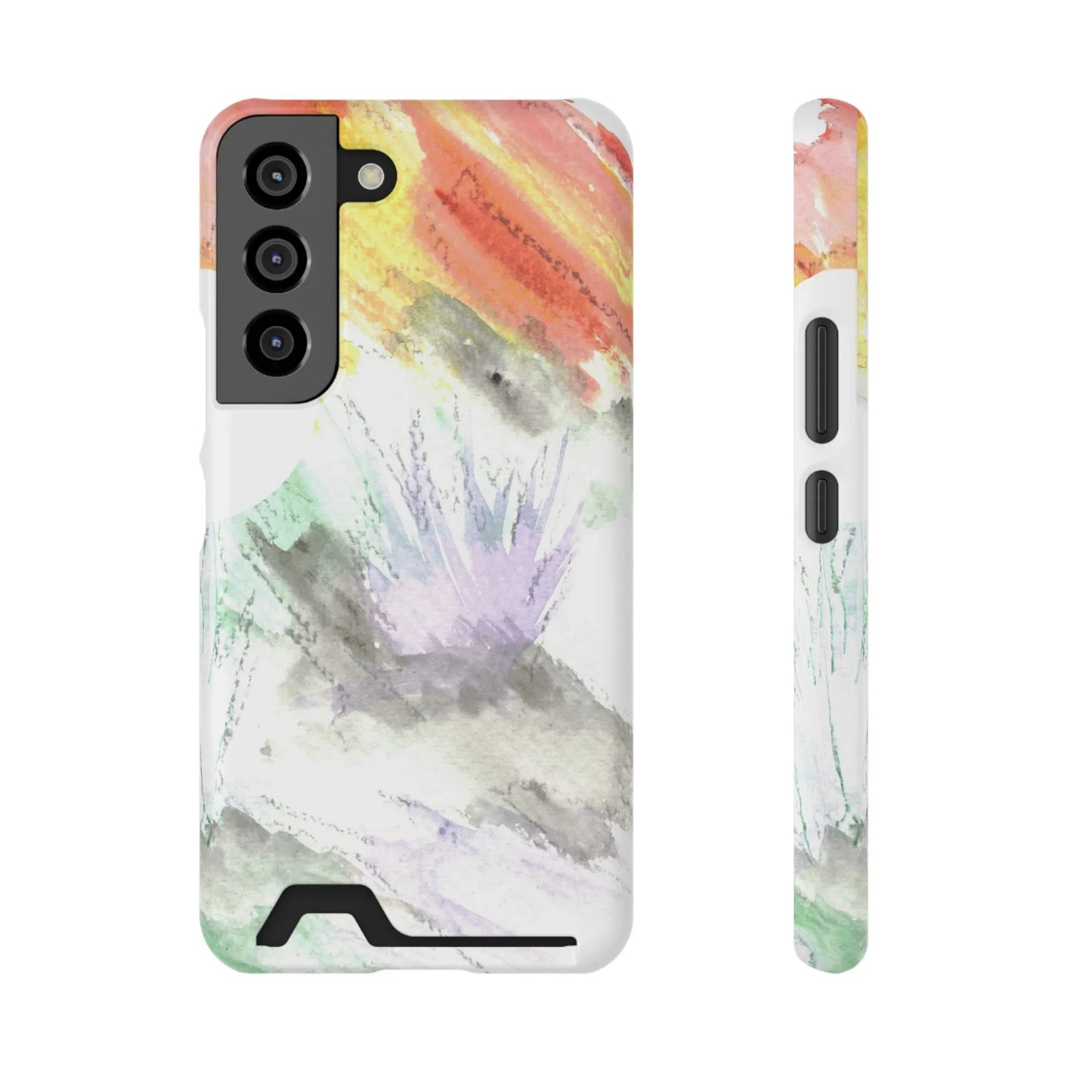 Samsung Phone Card Case Lavander Drift — Yellow Watercolor Flower Wallet - Laure Leprince - Artiste Peintre