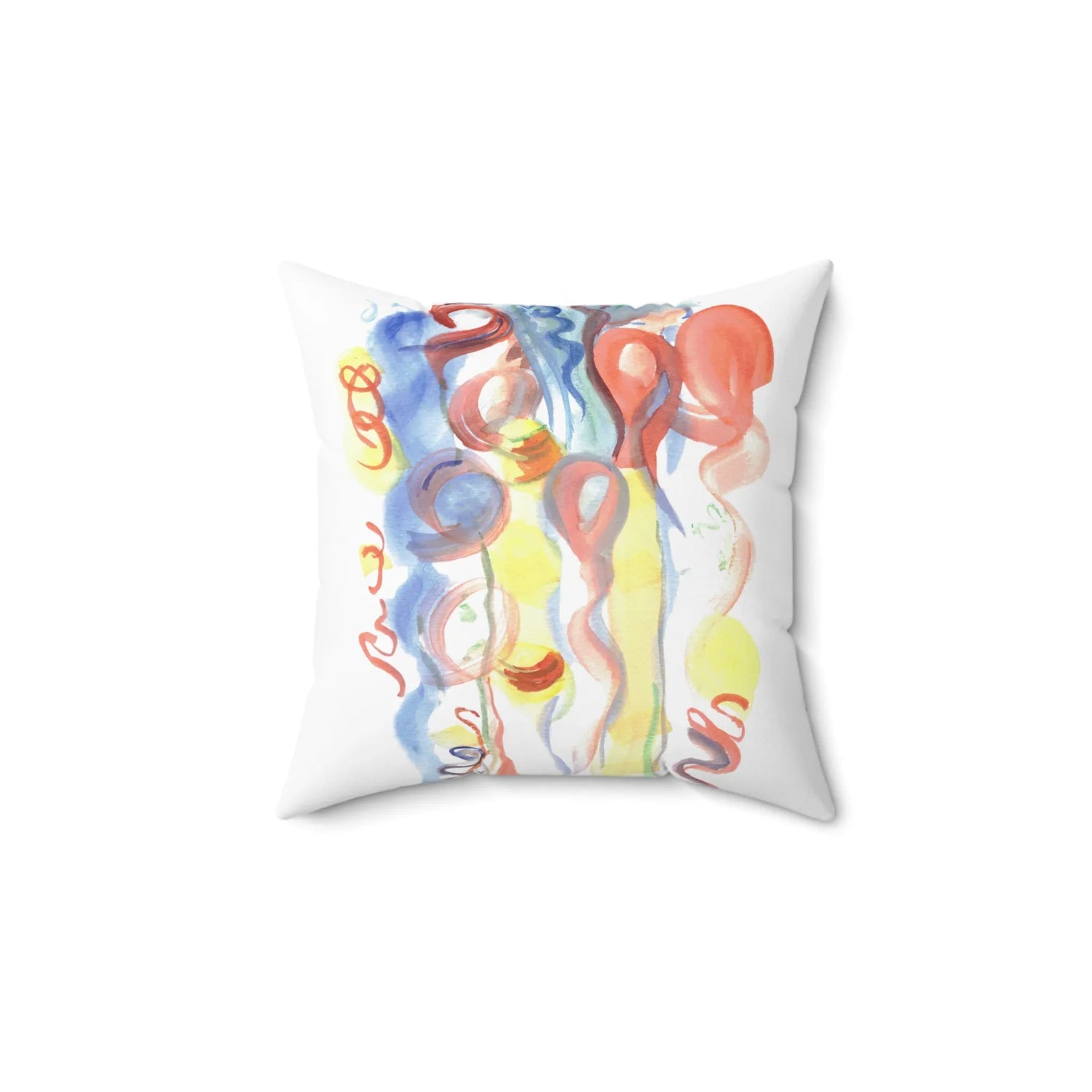 Square Throw Pillow Les Serpentins — Minimal Brushstroke Accent - Laure Leprince - Artiste Peintre
