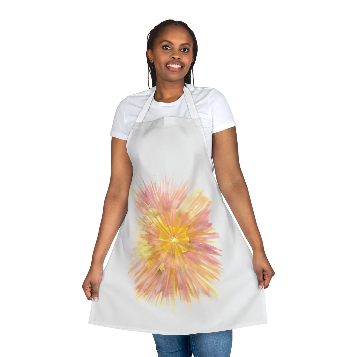 Abstract Apron Solar Bloom – Artistic Kitchen Chef Gift - Laure Leprince - Artiste Peintre