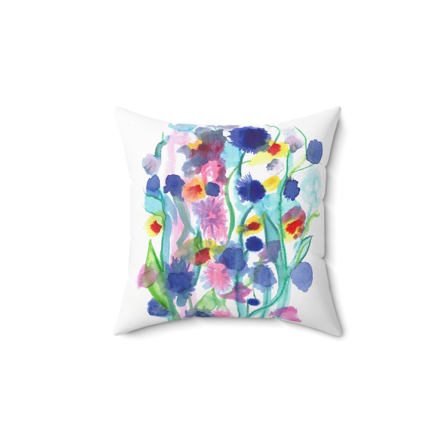 Square Throw Pillow Jardin Chromatique — Minimal Green Brushstroke Accent