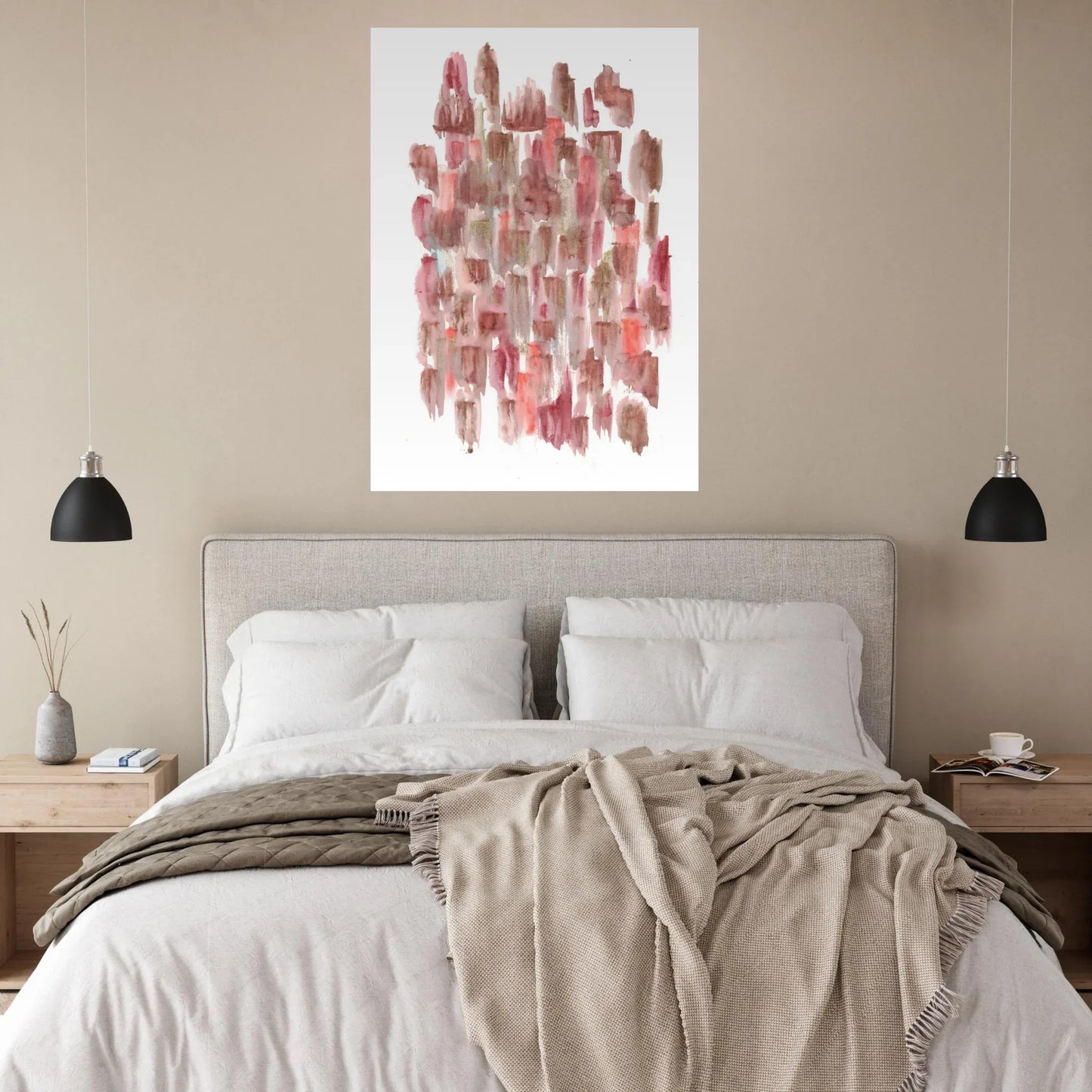 Abstract Watercolor Brushstrokes Matte Poster - Earthy Hues & Gold Flecks - Laure Leprince - Artiste Peintre