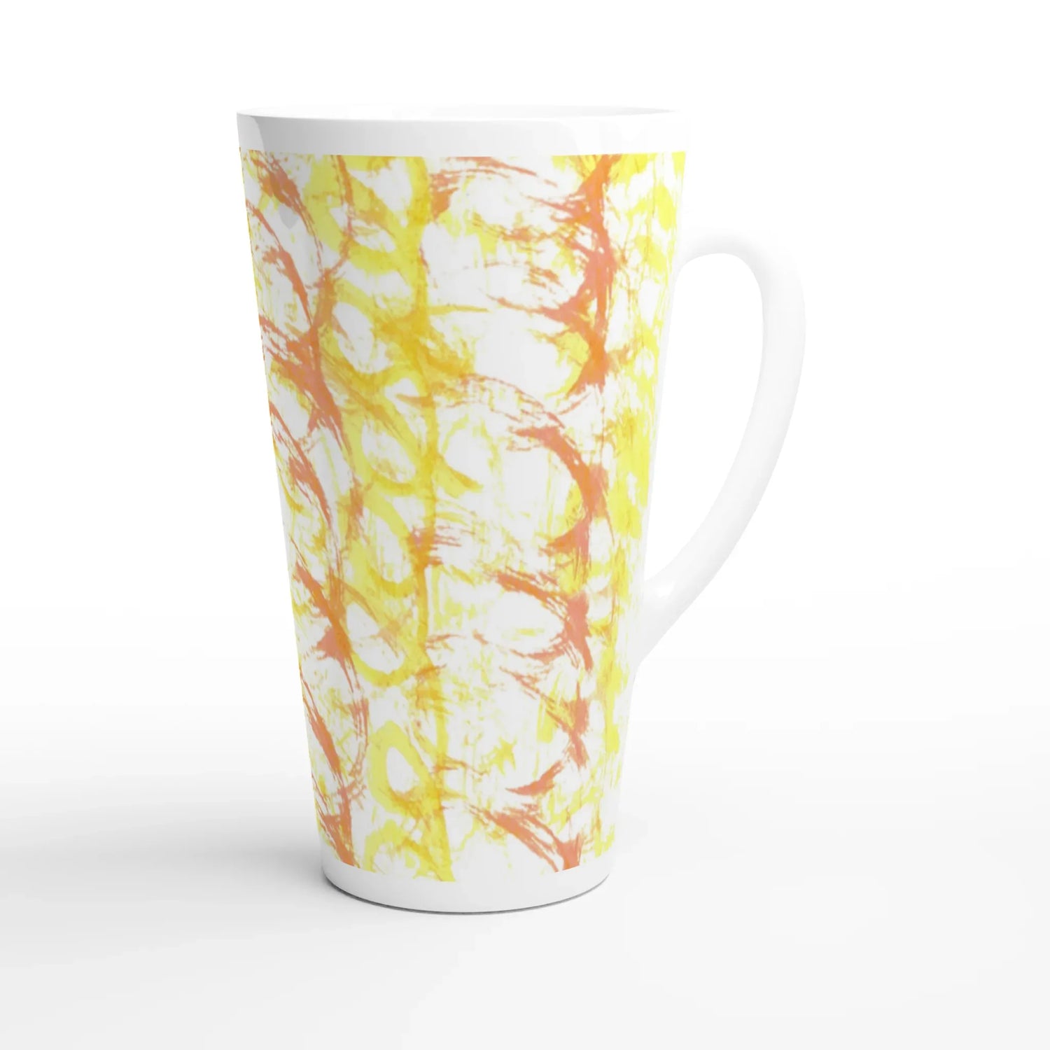 Mug à Latte en Céramique Blanche 500 ml Yellow Waves – Élégant, durable et brillant - Laure Leprince - Artiste Peintre