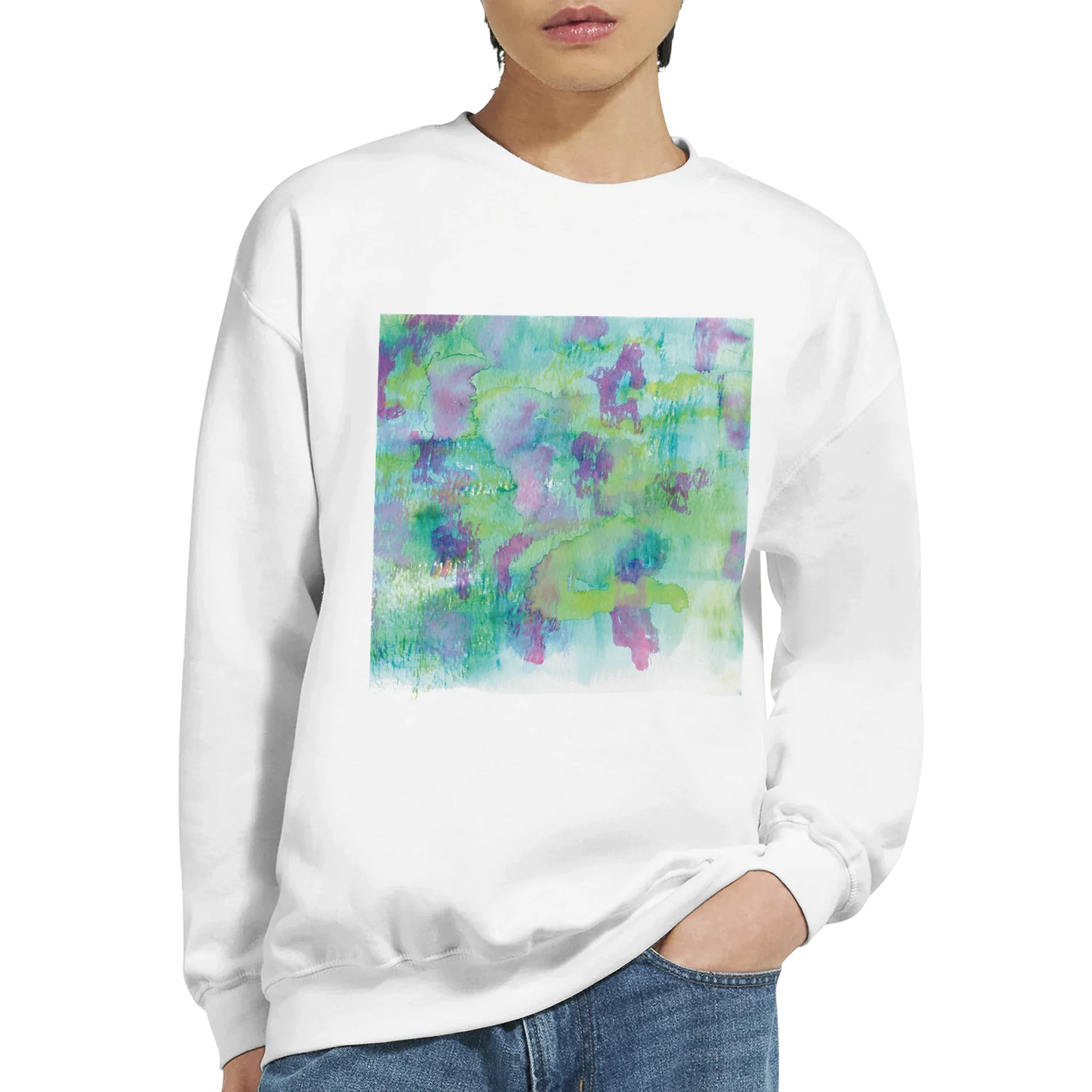 Sweatshirt Unisexe Classique Eclosions Sauvages – Impression Artistique Multicolore | Premium Cotton Blend - Laure Leprince - Artiste Peintre