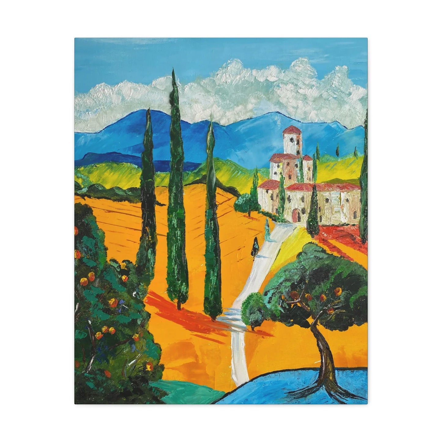 Paysage Méditerranéen – Peinture Originale Imprimée | Art Contemporain Lumineux - Laure Leprince - Artiste Peintre