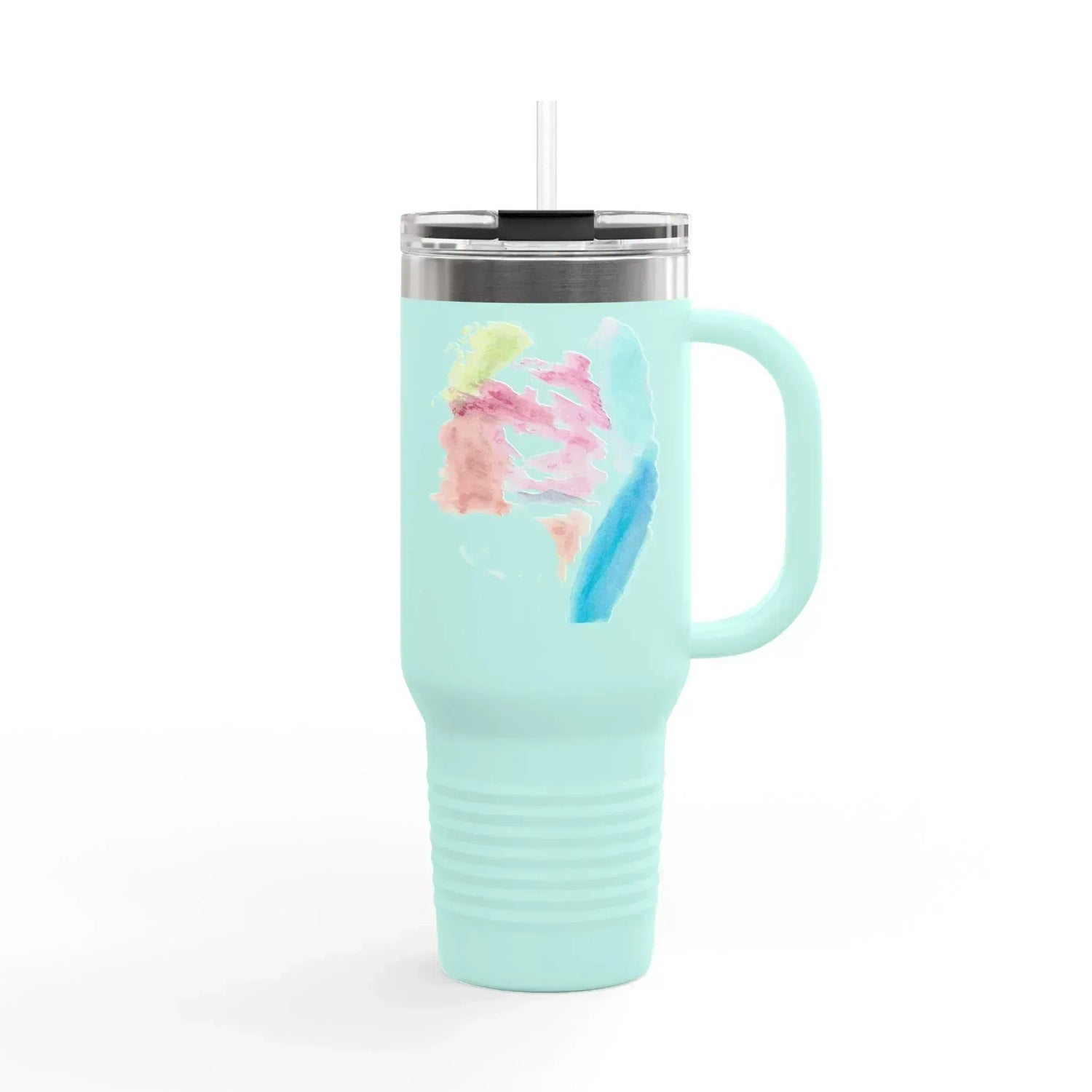 40oz Insulated Travel Mug – Aurora Pastel Watercolor Design - Laure Leprince - Artiste Peintre
