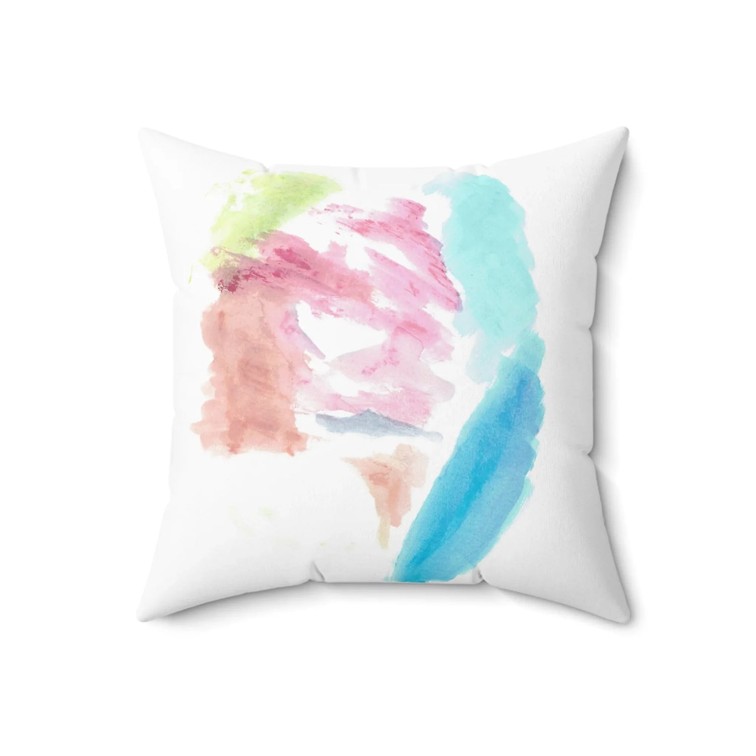 Square Throw Pillow Aurore Pastel — Minimal Brushstroke Accent - Laure Leprince - Artiste Peintre