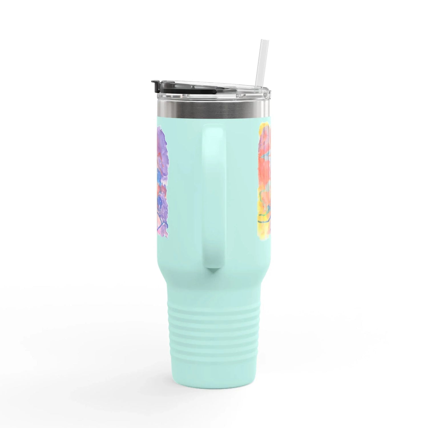40oz Insulated Travel Mug – Neon mirage Watercolor Design - Laure Leprince - Artiste Peintre