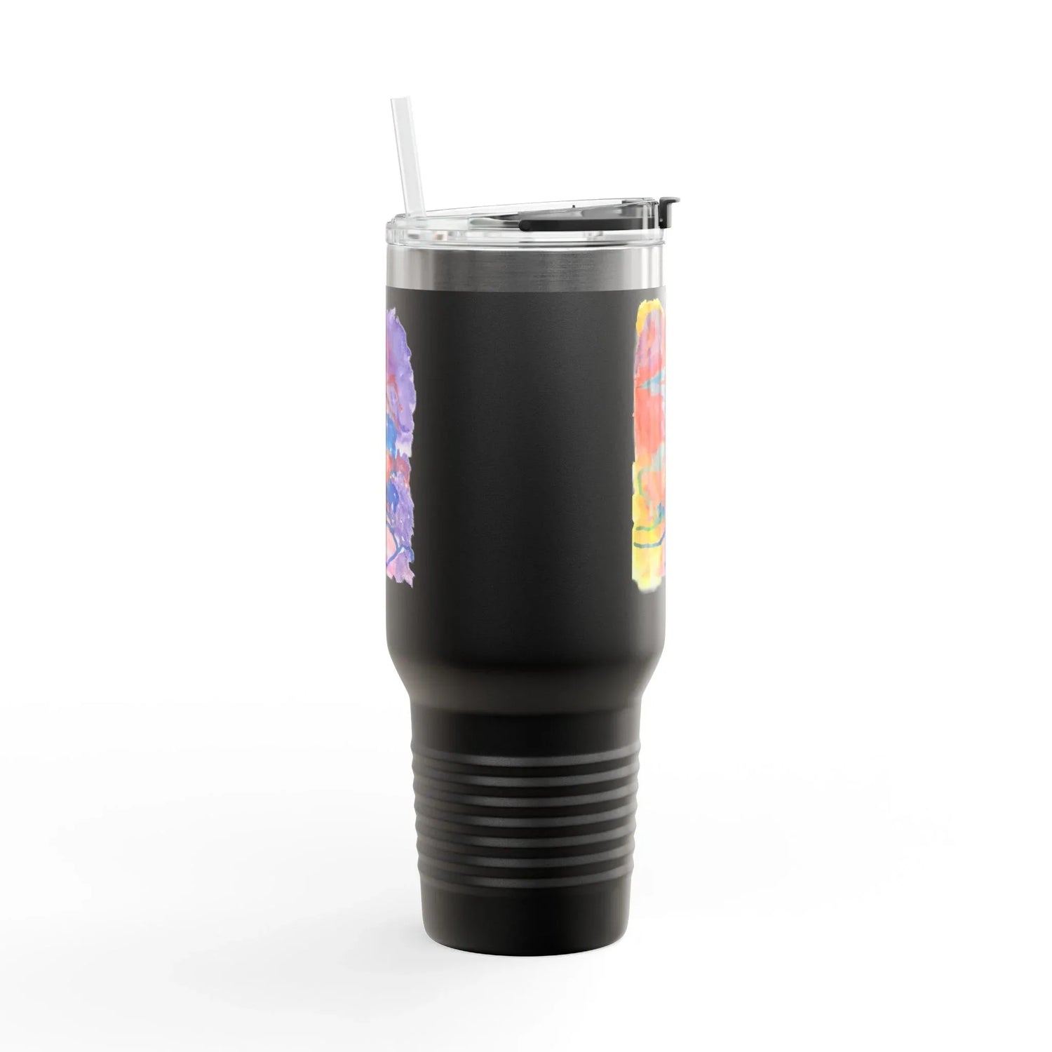 40oz Insulated Travel Mug – Neon mirage Watercolor Design - Laure Leprince - Artiste Peintre