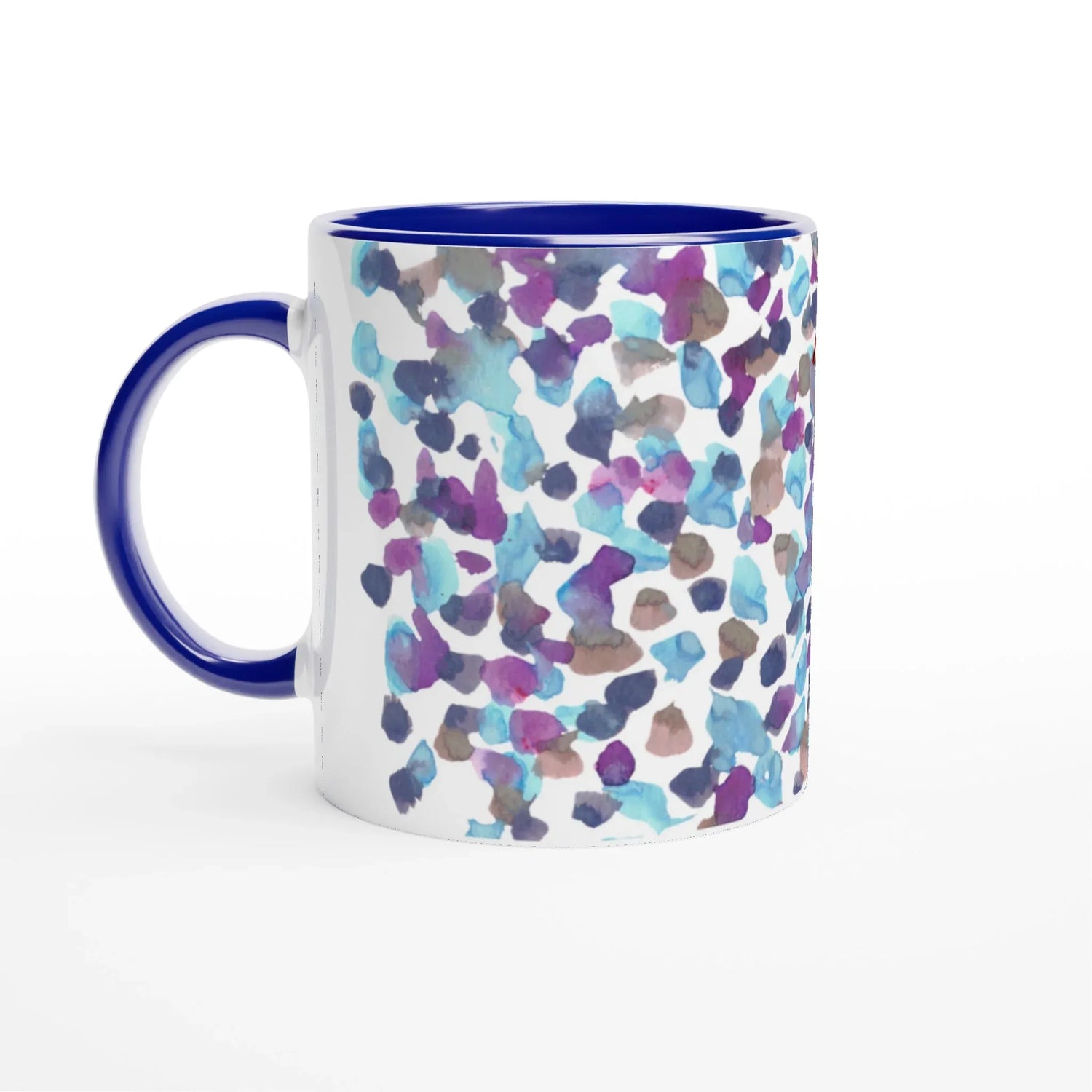 Mug en céramique blanche 325 ml Fragments indigo – Élégance, sécurité et durabilité - Laure Leprince - Artiste Peintre