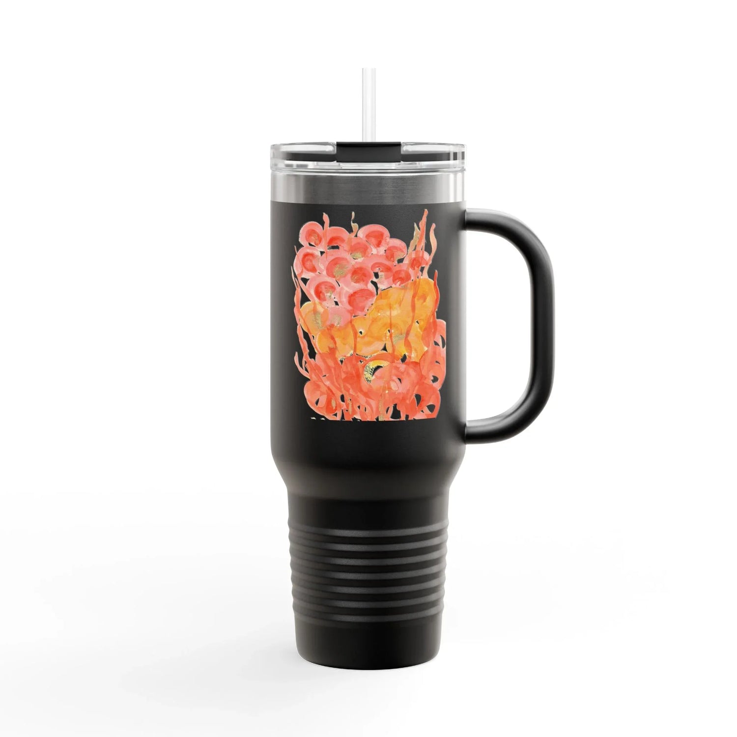 40oz Insulated Travel Mug – Sunrice Flora Watercolor Design - Laure Leprince - Artiste Peintre