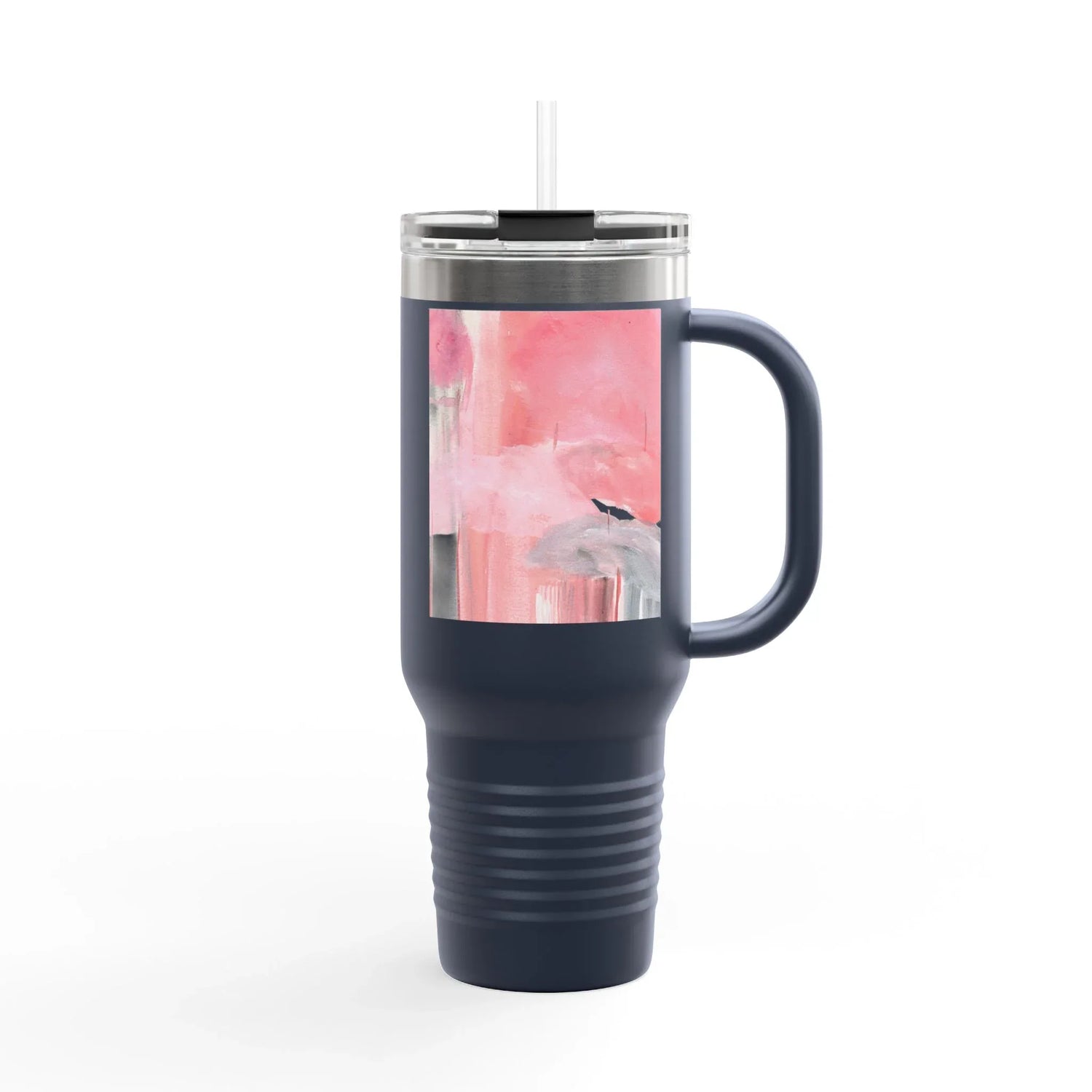 40oz Insulated Travel Mug –Blush Cascade Watercolor Design - Laure Leprince - Artiste Peintre