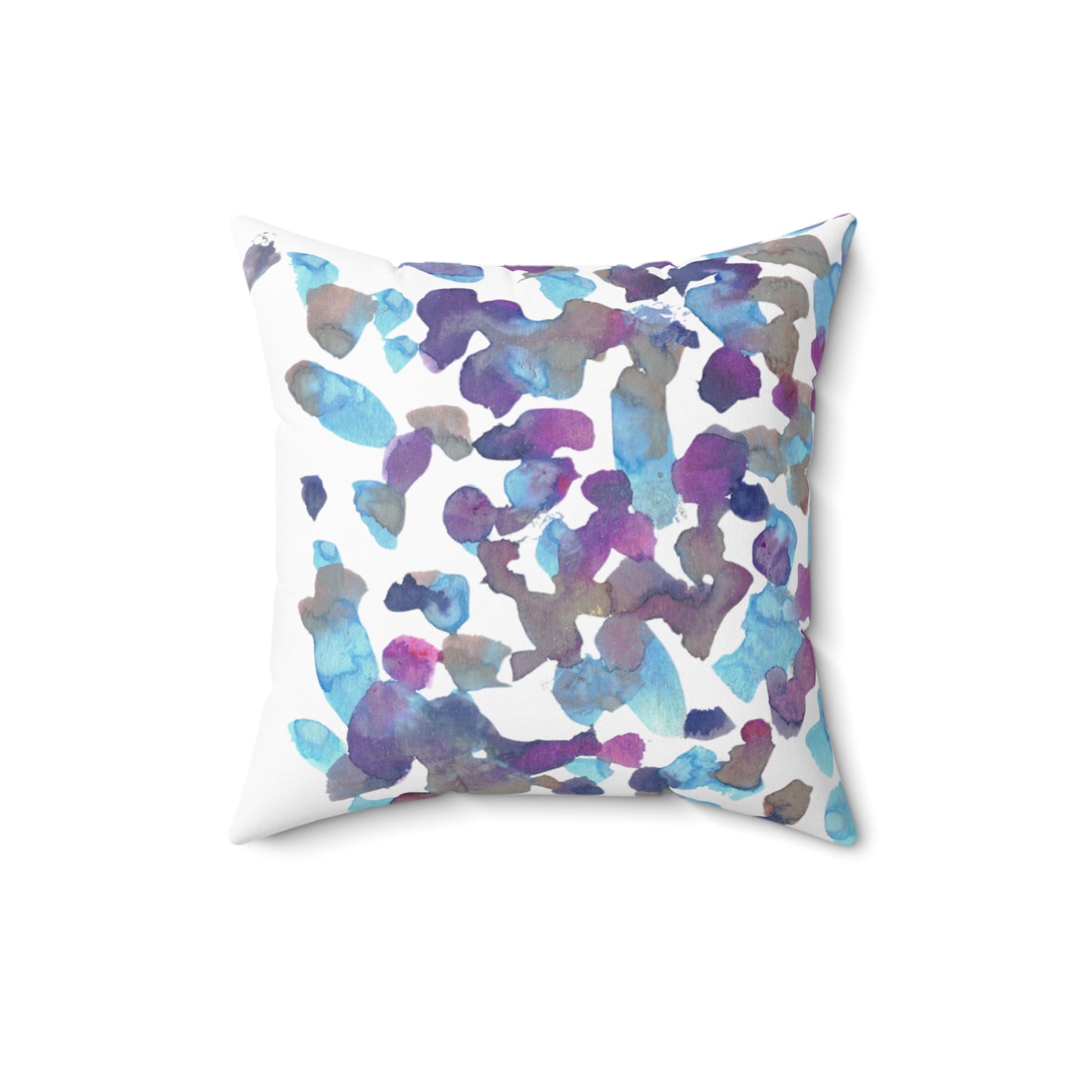 Square Throw Pillow Fragments Indigo  — Minimal Blue Brushstroke Accent