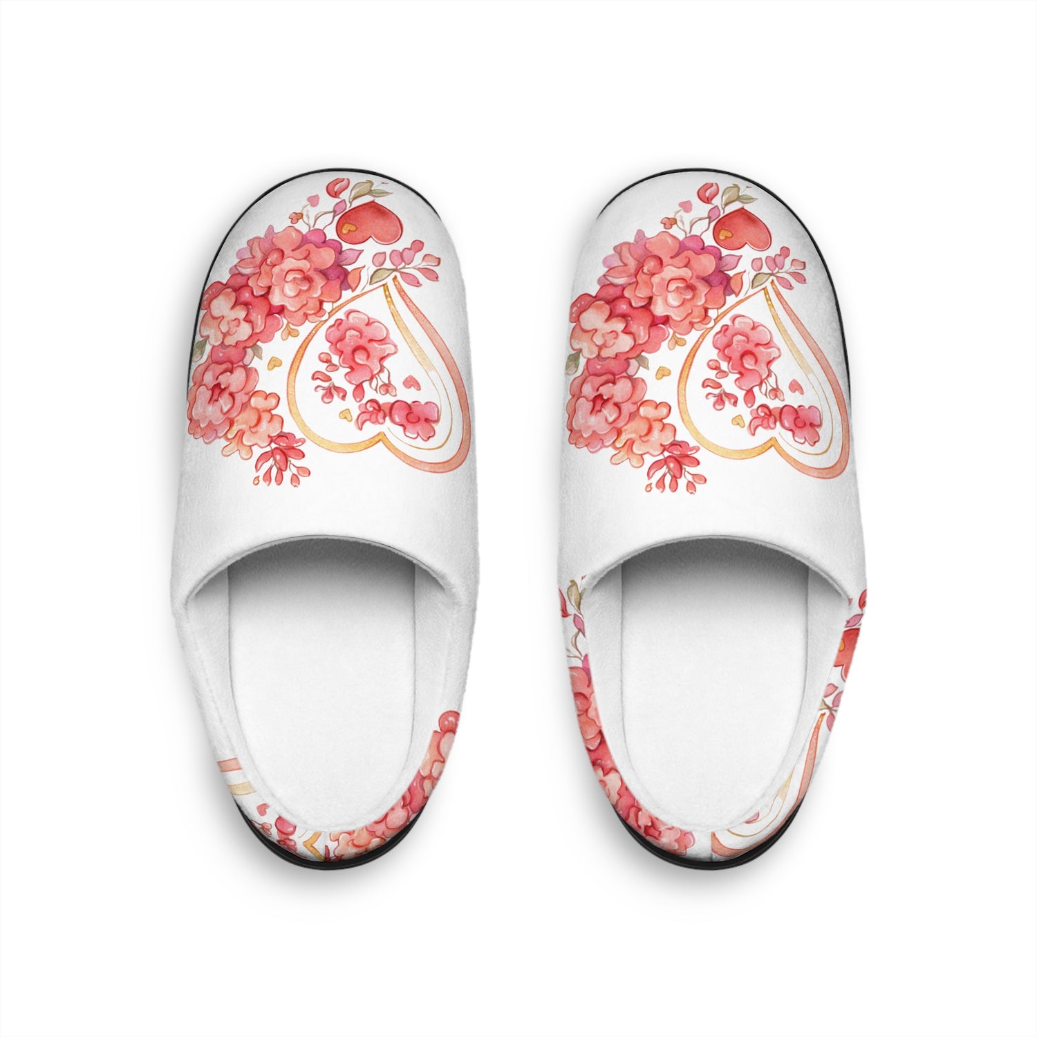 Pantoufles d'Intérieur Féminines Personnalisées Premium – Coeur et Fleur Confort Cocooning & Impression Intégrale