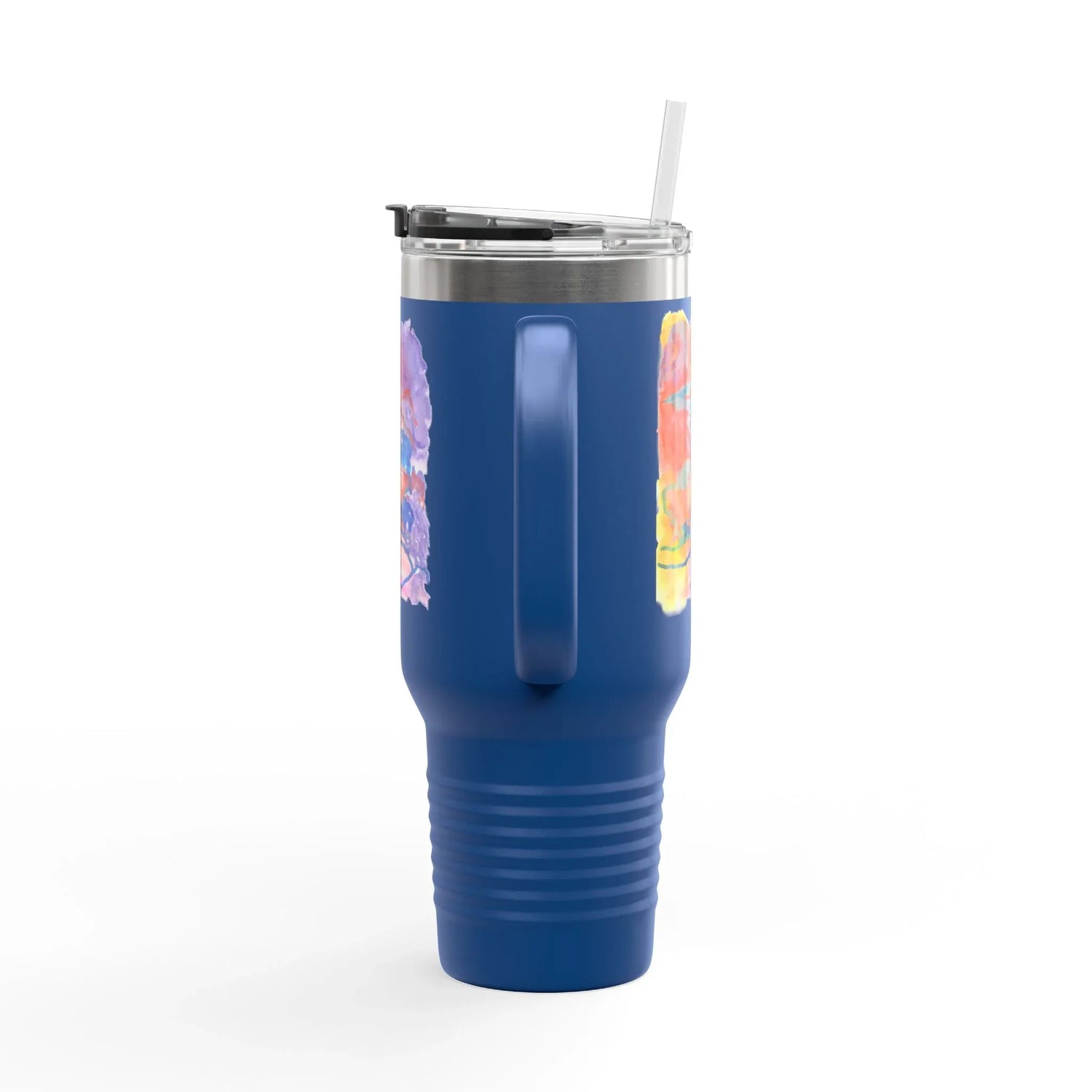 40oz Insulated Travel Mug – Neon mirage Watercolor Design - Laure Leprince - Artiste Peintre