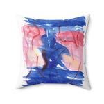 Square Throw Pillow Midnight Siren — Minimal Brushstroke Accent - Laure Leprince - Artiste Peintre