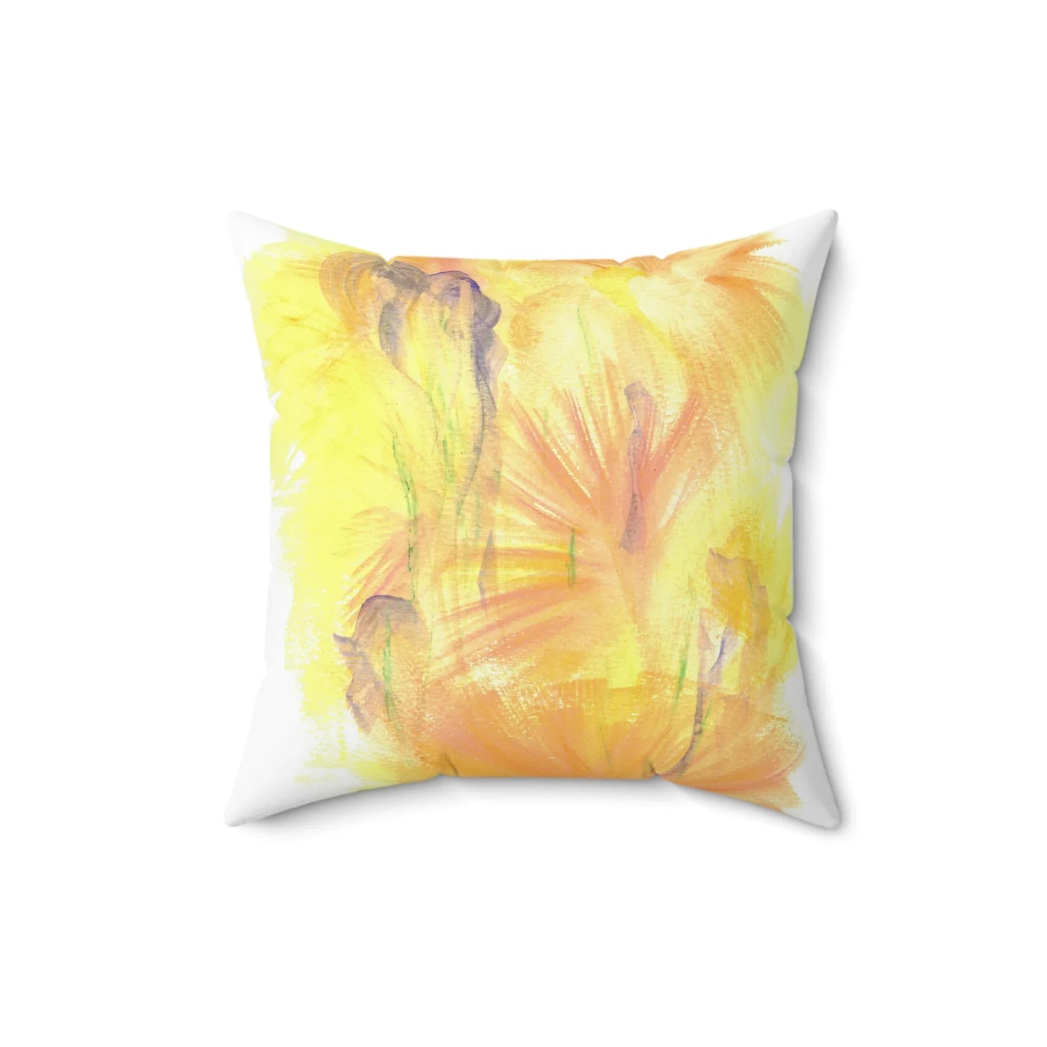 Square Throw Pillow Sun Whisper — Minimal Brushstroke Accent - Laure Leprince - Artiste Peintre