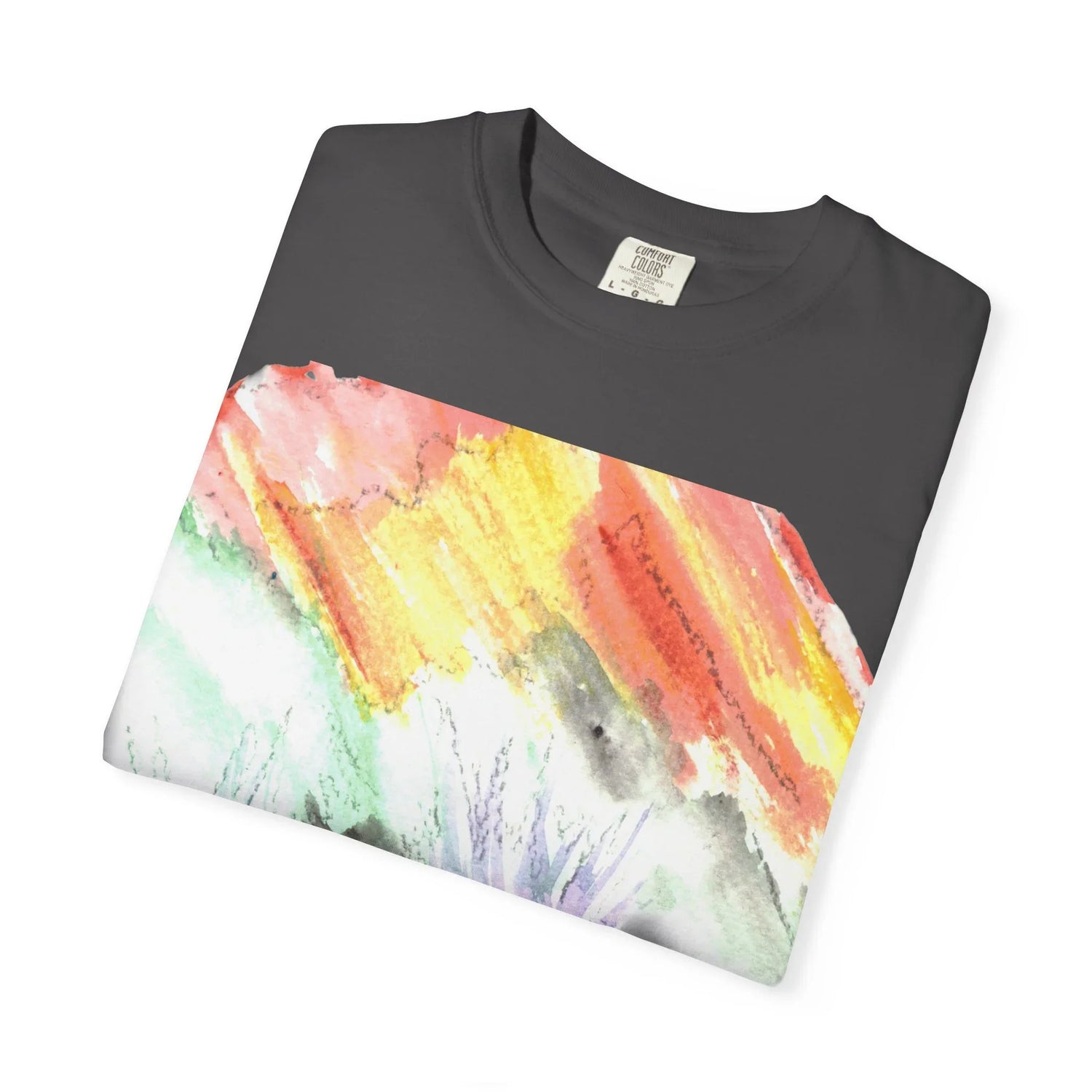 Abstract Lavander Drift T-Shirt — Bright Watercolor Square Art Tee - Laure Leprince - Artiste Peintre