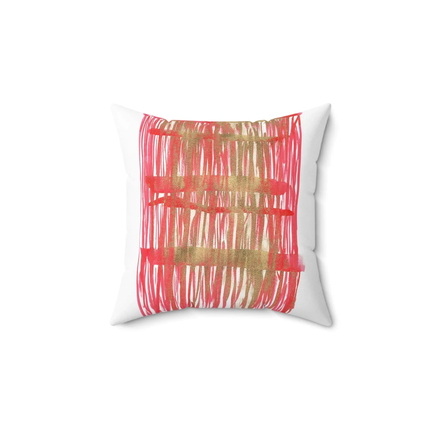 Square Throw Pillow Red Waves — Minimal Brushstroke Accent - Laure Leprince - Artiste Peintre