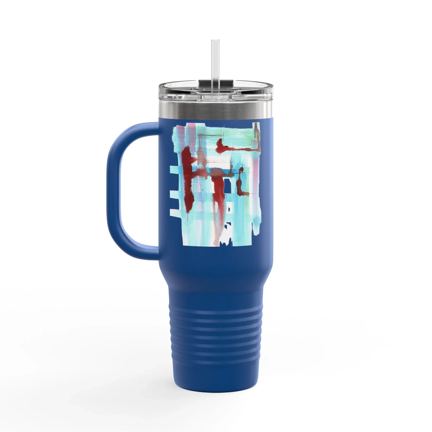 40oz Insulated Travel Mug – Stuctures Liquides Watercolor Design - Laure Leprince - Artiste Peintre