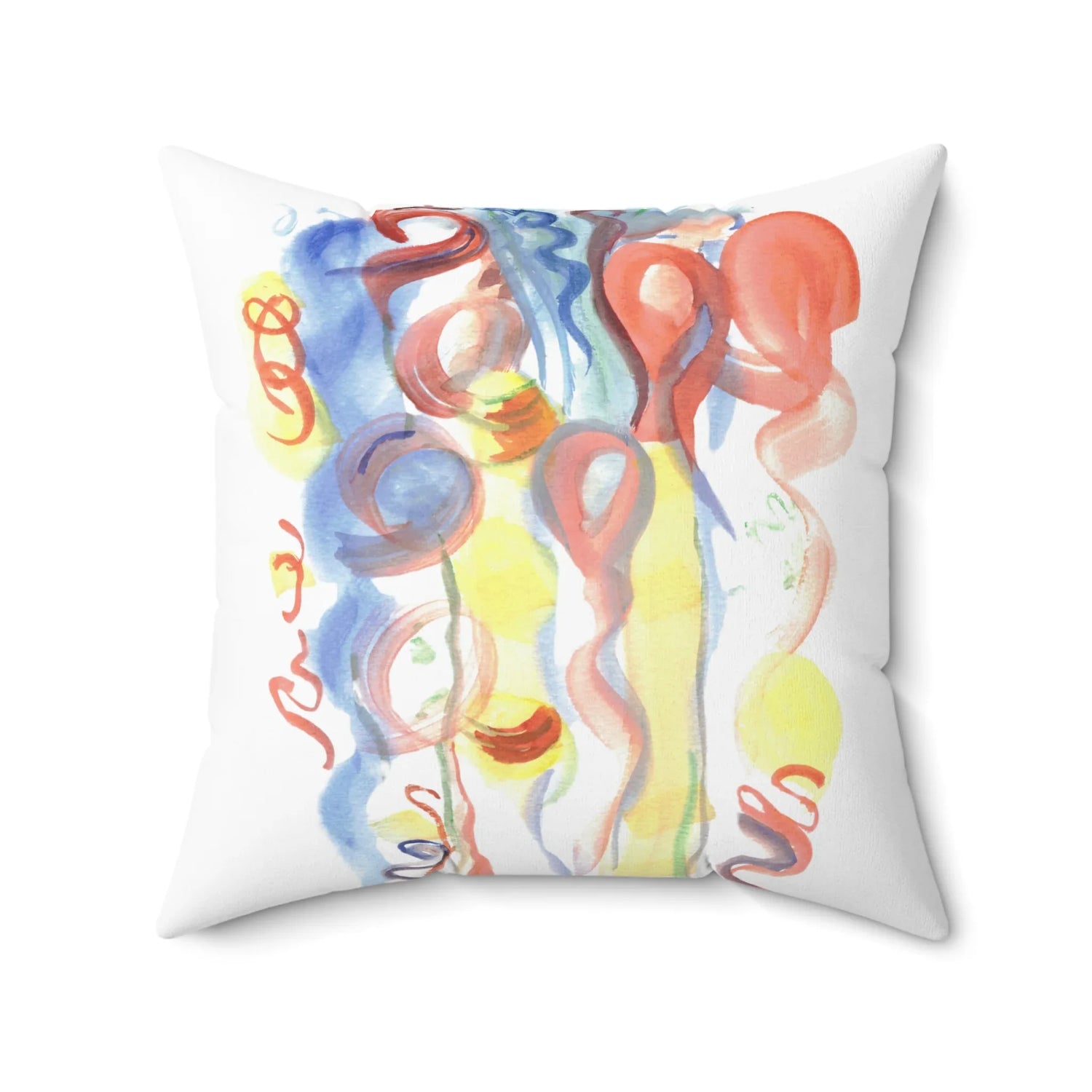 Square Throw Pillow Les Serpentins — Minimal Brushstroke Accent - Laure Leprince - Artiste Peintre