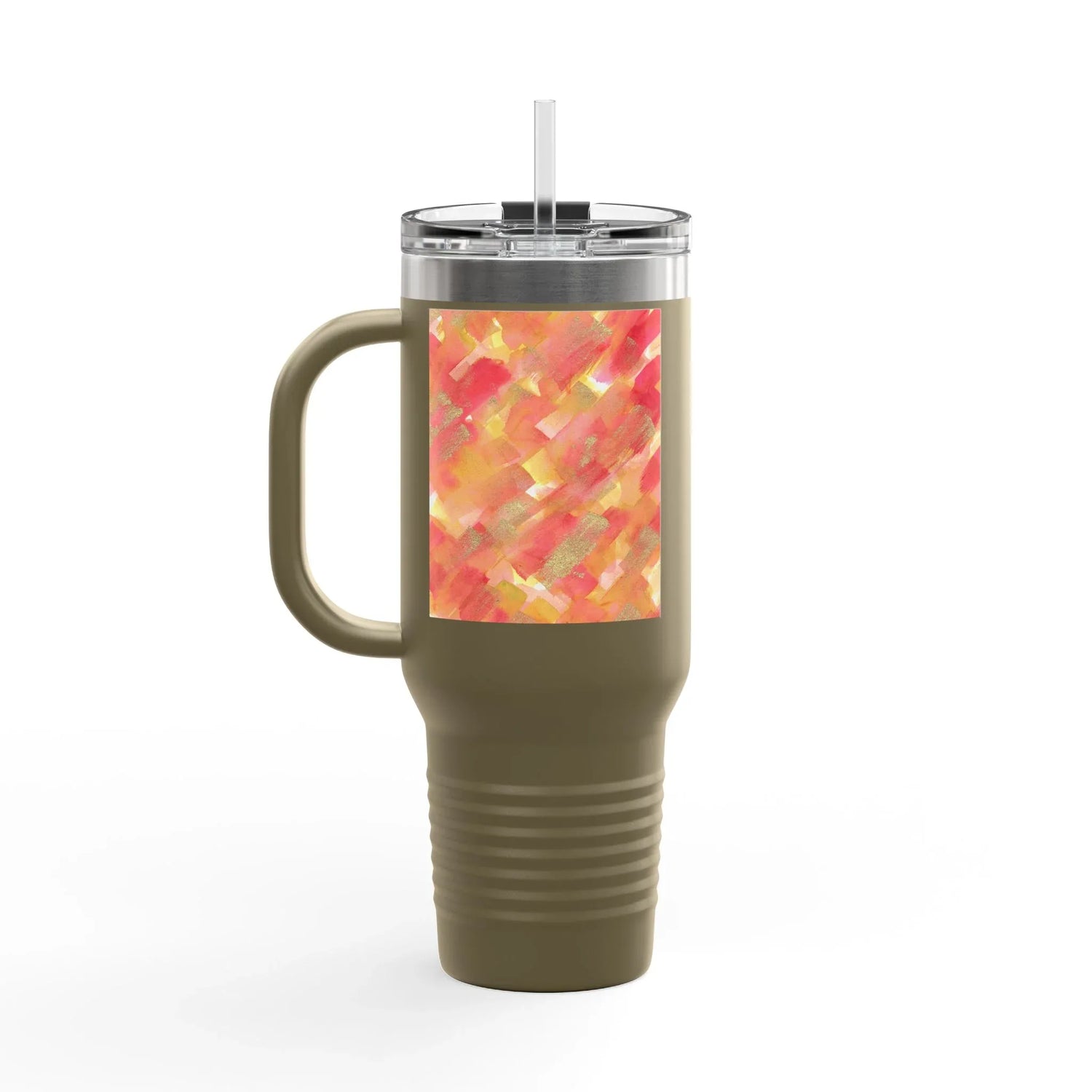 40oz Insulated Travel Mug – Sunset Ember Watercolor Design - Laure Leprince - Artiste Peintre