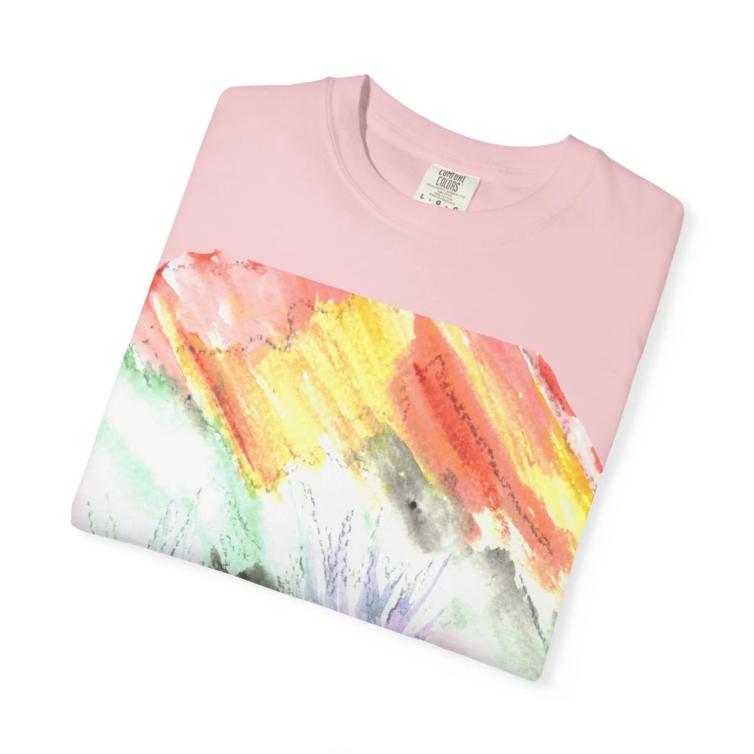 Abstract Lavander Drift T-Shirt — Bright Watercolor Square Art Tee - Laure Leprince - Artiste Peintre