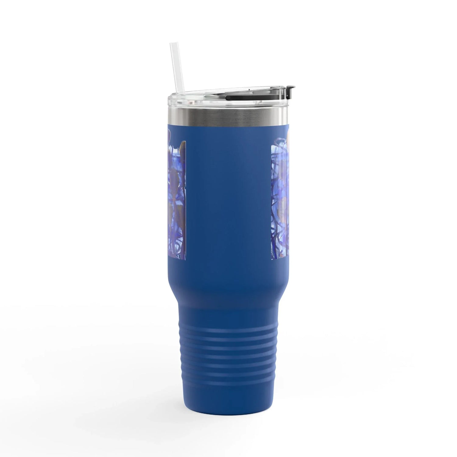 40oz Insulated Travel Mug – Silence Indigo Watercolor Design - Laure Leprince - Artiste Peintre