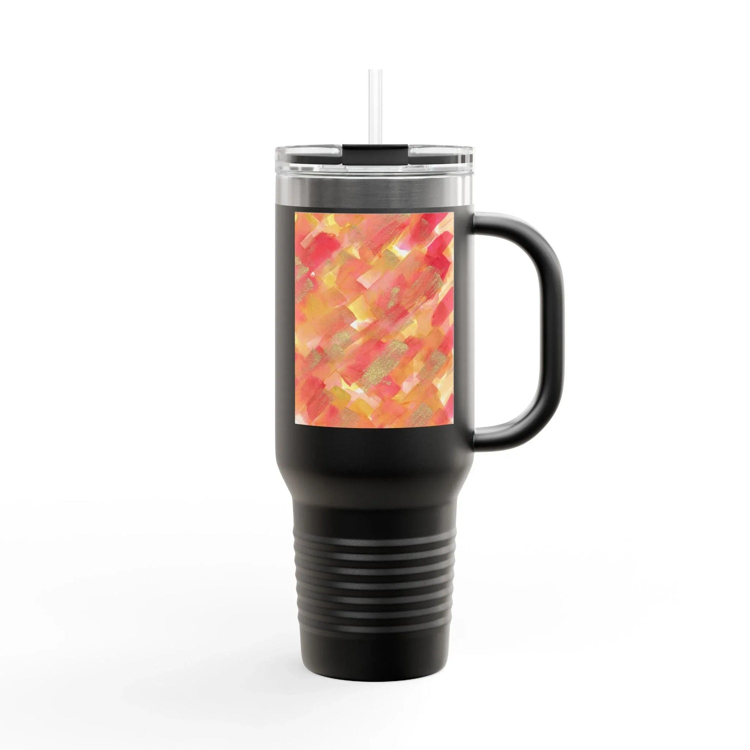40oz Insulated Travel Mug – Sunset Ember Watercolor Design - Laure Leprince - Artiste Peintre