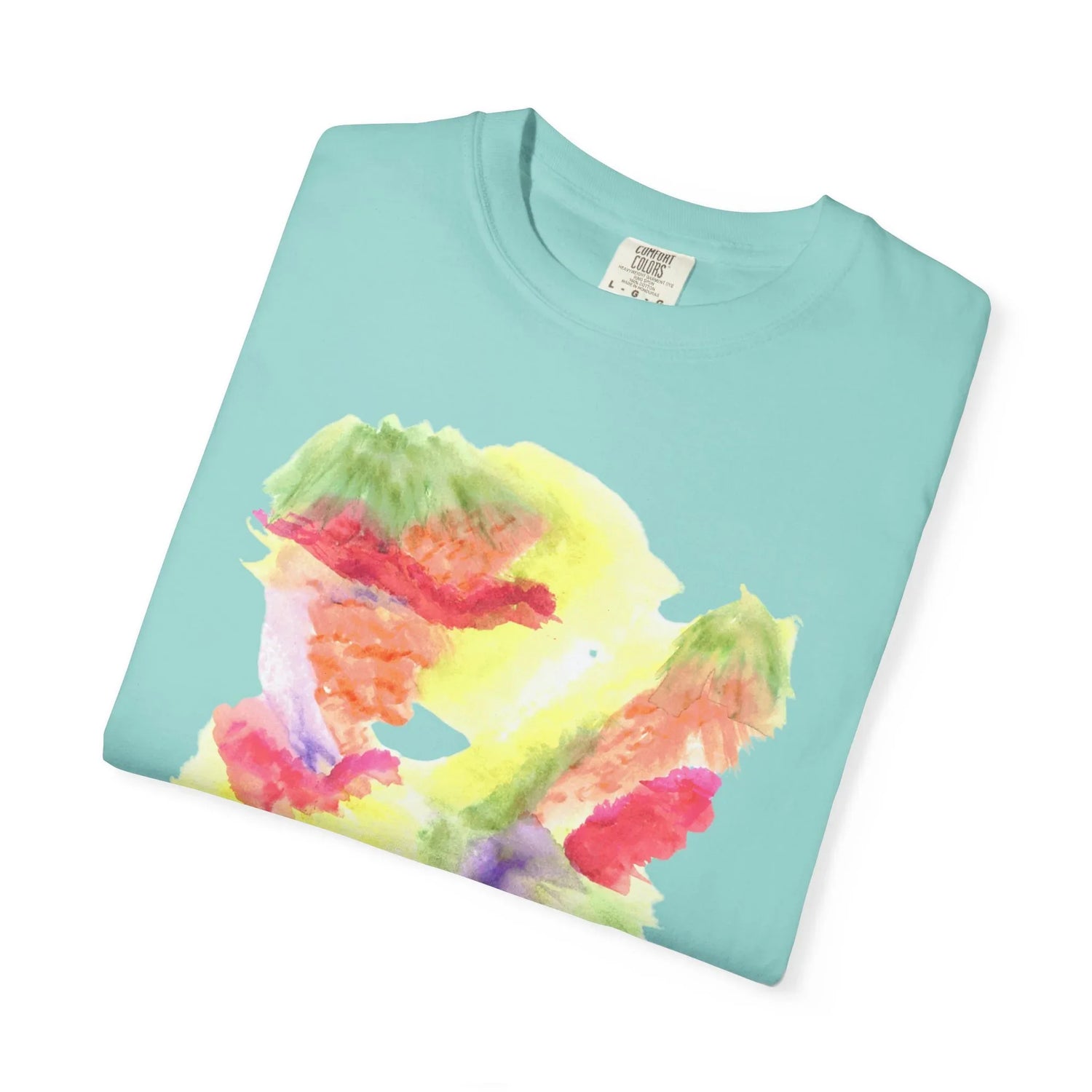 Abstract Eclosion Chromatique T-Shirt — Bright Watercolor Square Art Tee - Laure Leprince - Artiste Peintre